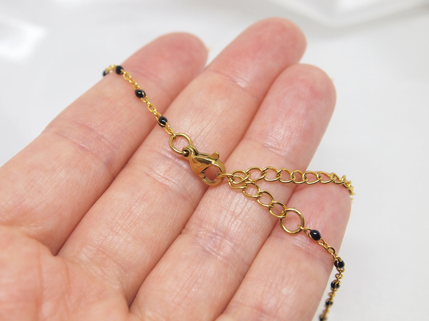 Black enamel bead necklace