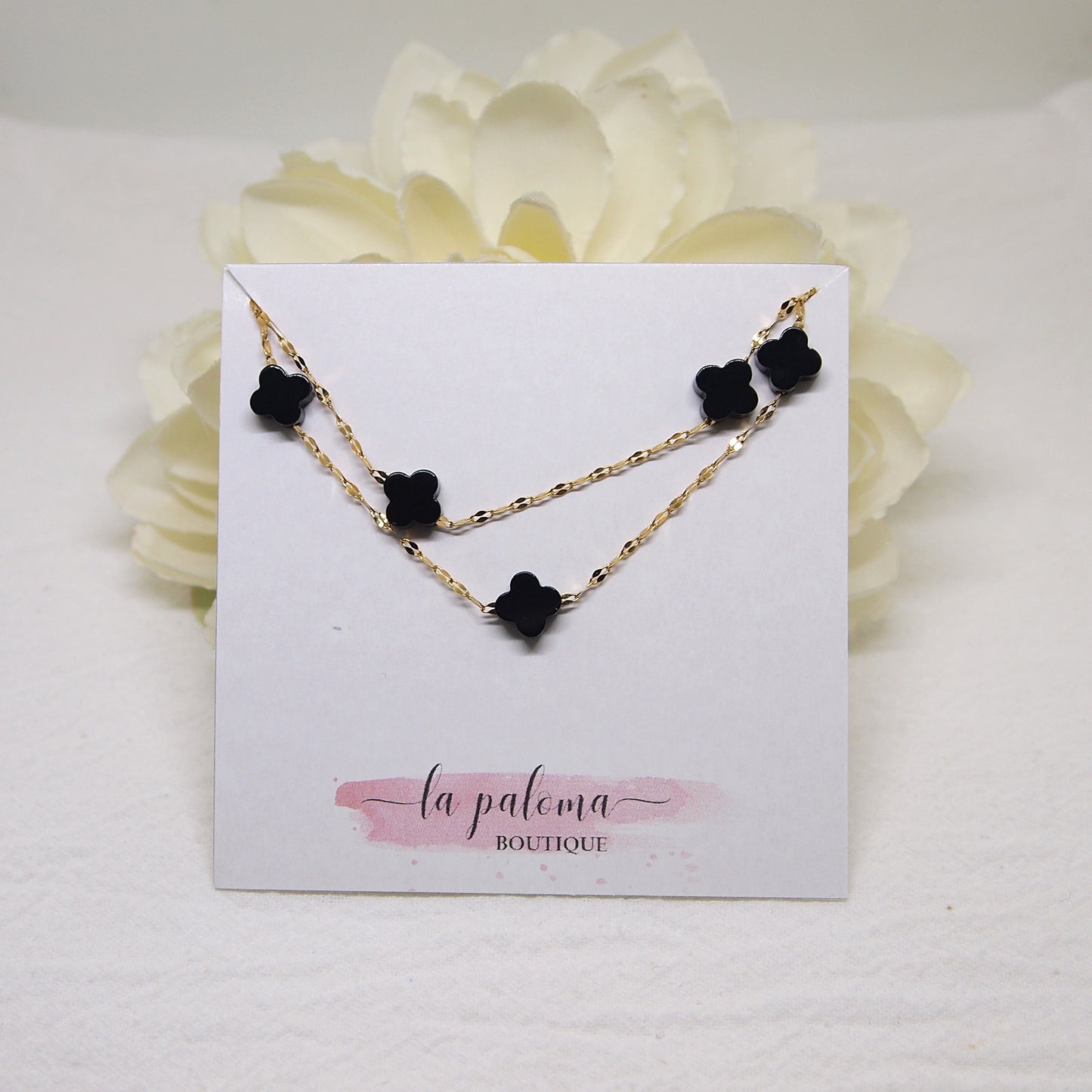 black clover choker, woman stainless steel jewelry