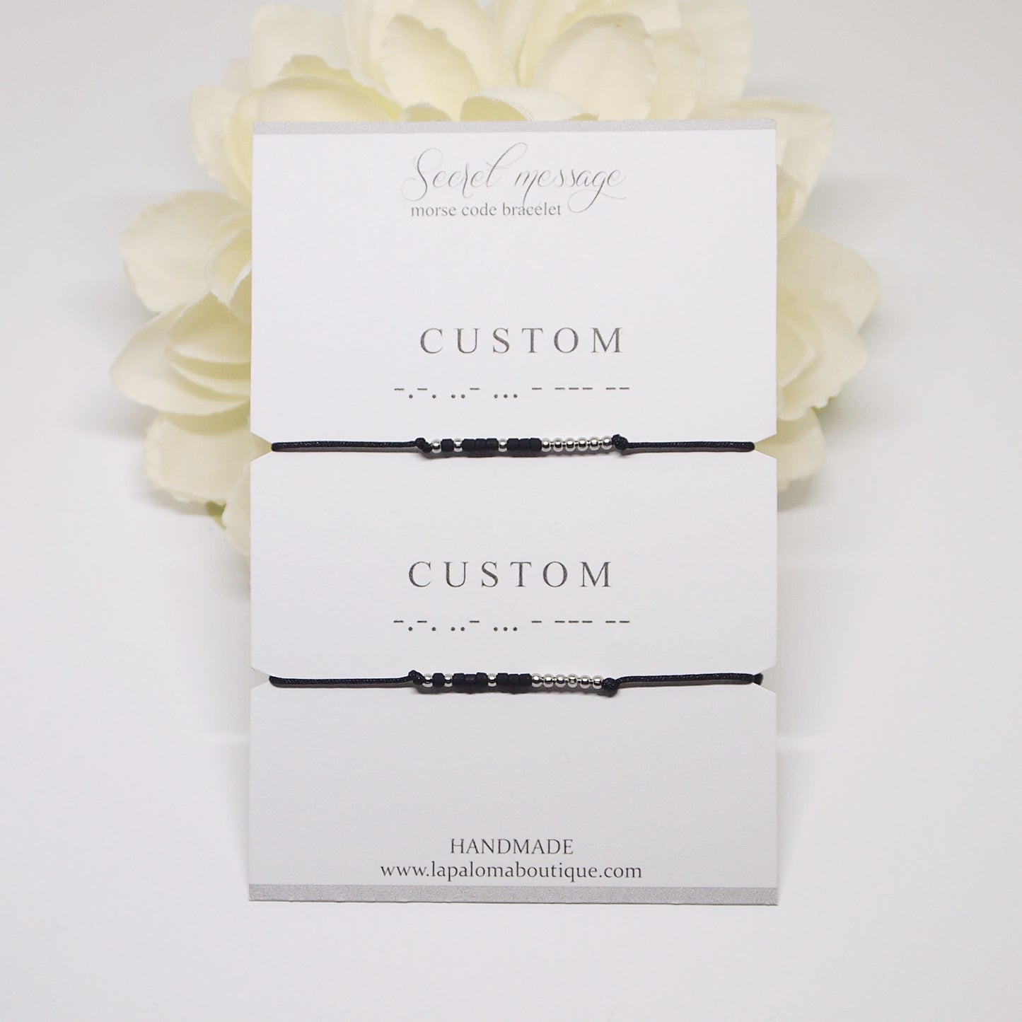 custom morse code bracelets in black