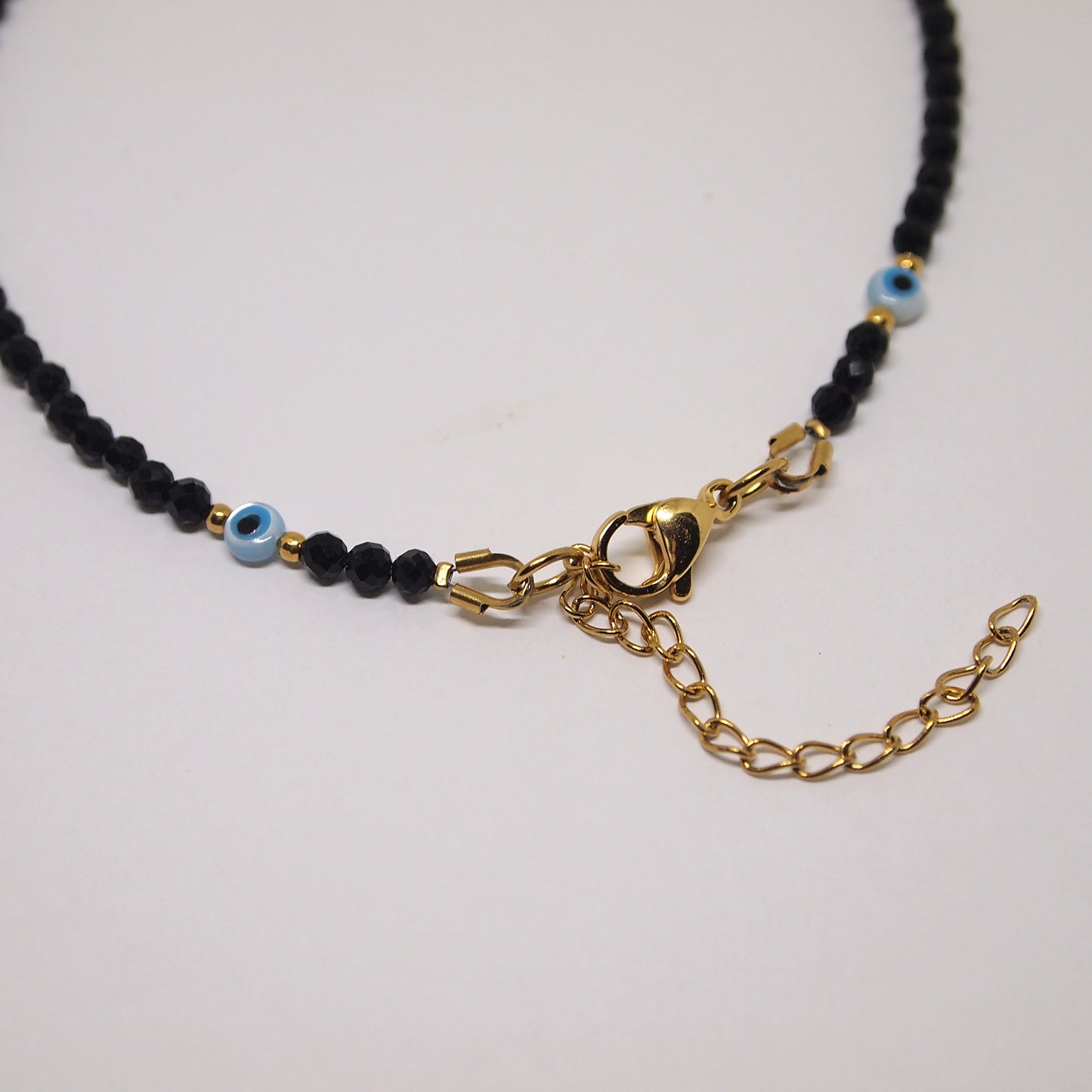 Evil eye Black tourmaline anklet