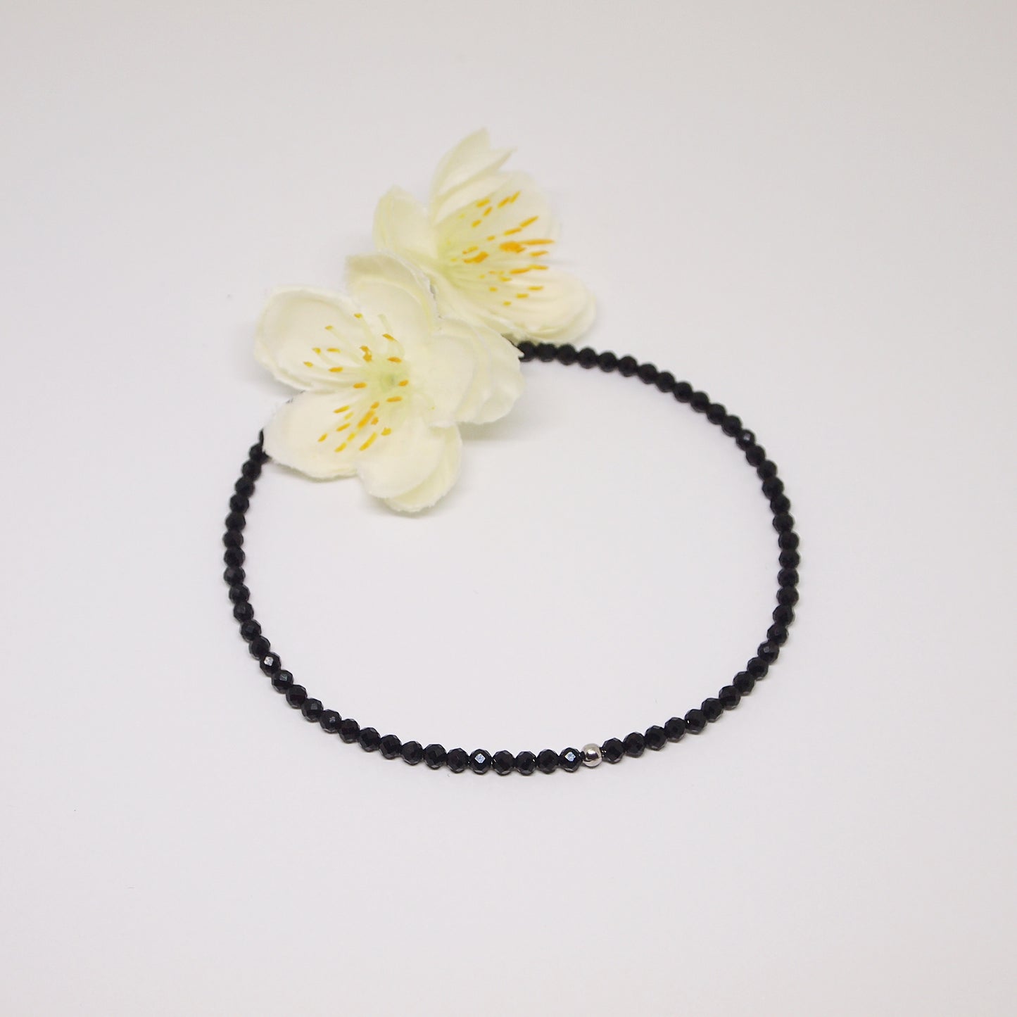 stretchy no clasp anklet for women, made with natural black tourmaline