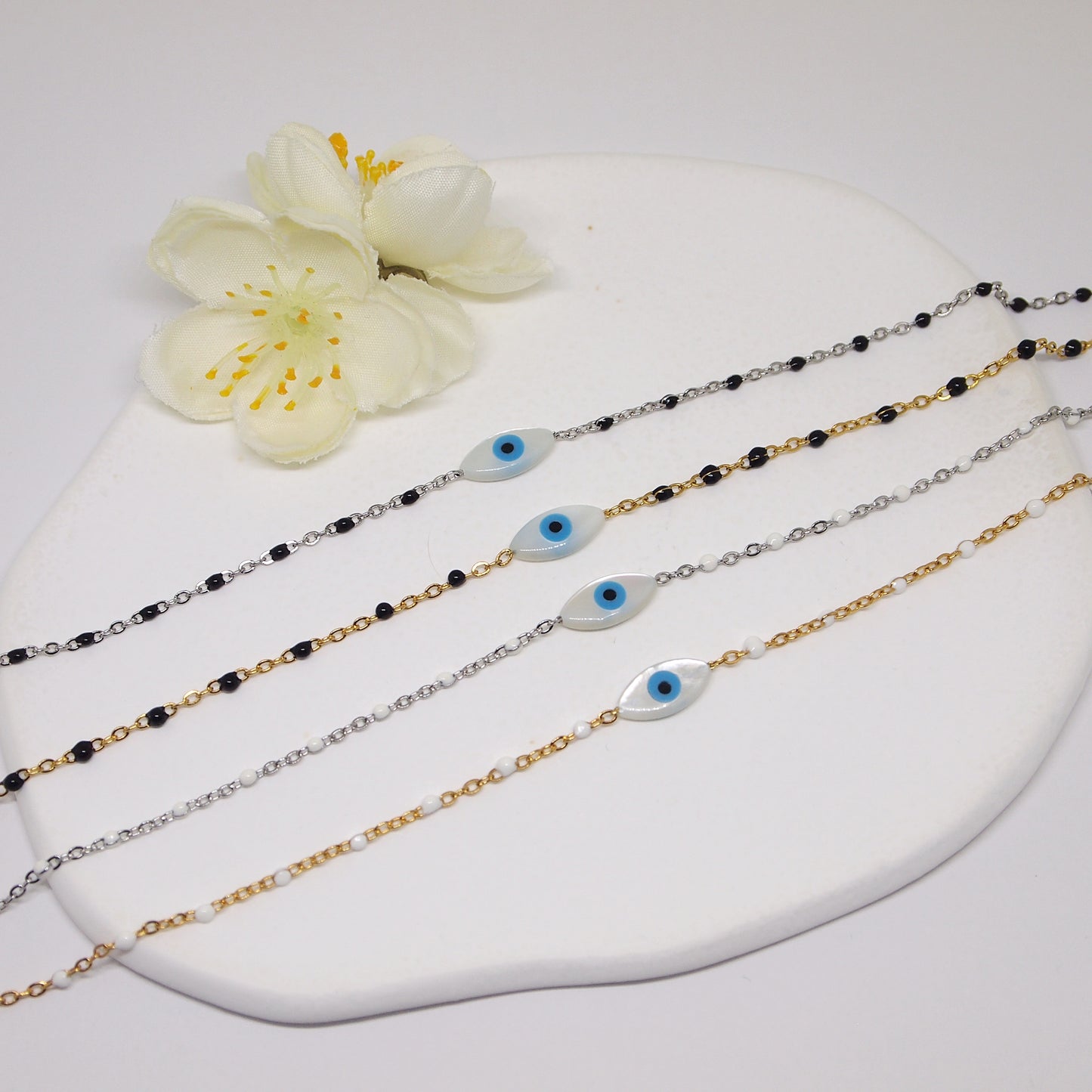 protection eye anklets on beaded chain
