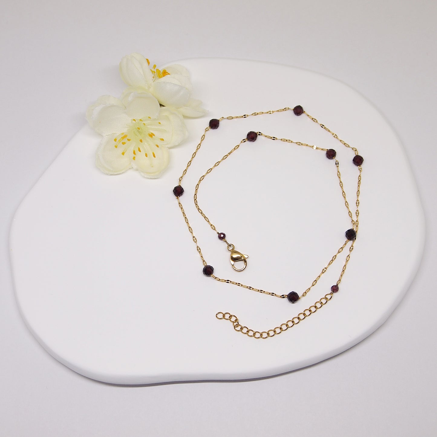 fine garnet necklace, natural gemstone woman choker