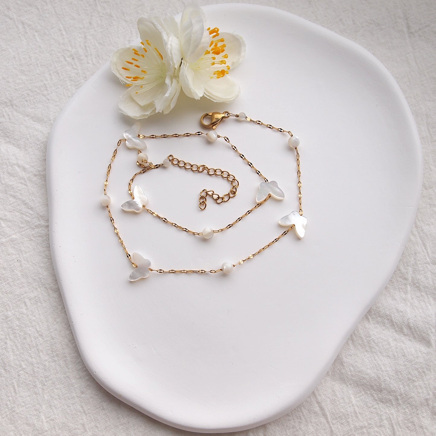 stainless steel butterfly necklace, summer jewelry