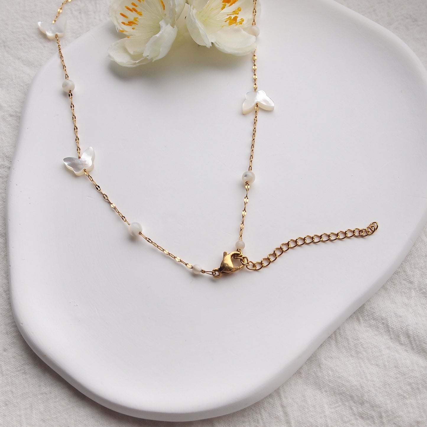 Mother of pearl butterfly necklace