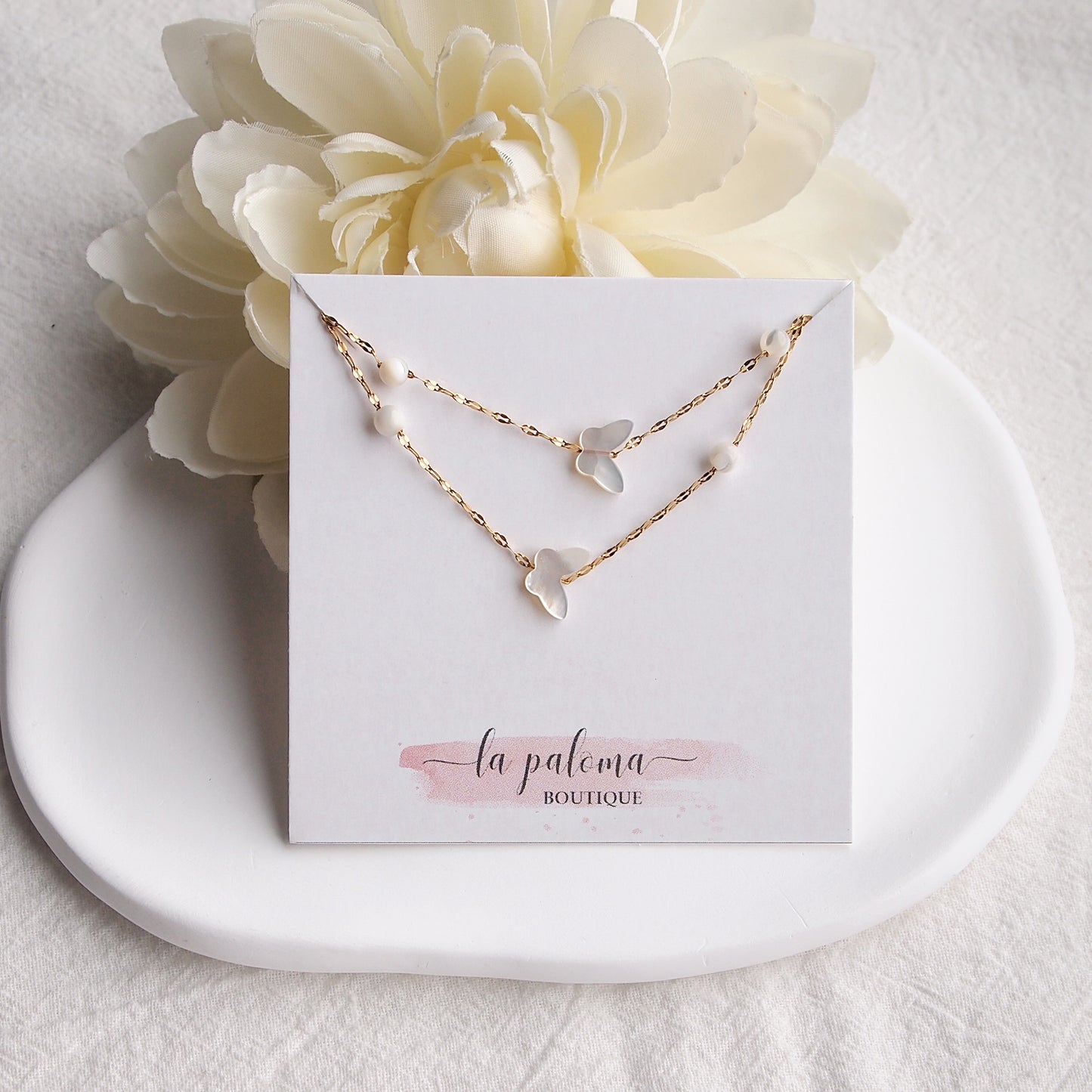 dainty summer jewelry, stainless steel necklace with butterfly