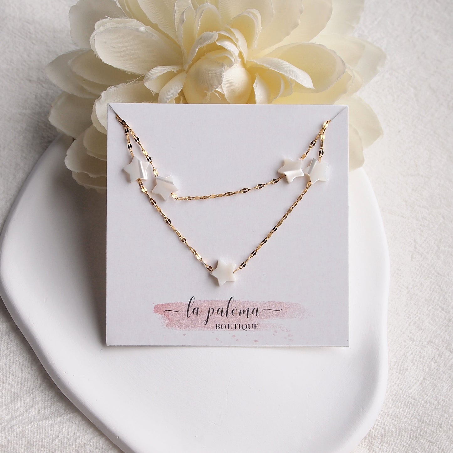 white star chain necklace, stainless steel jewelry
