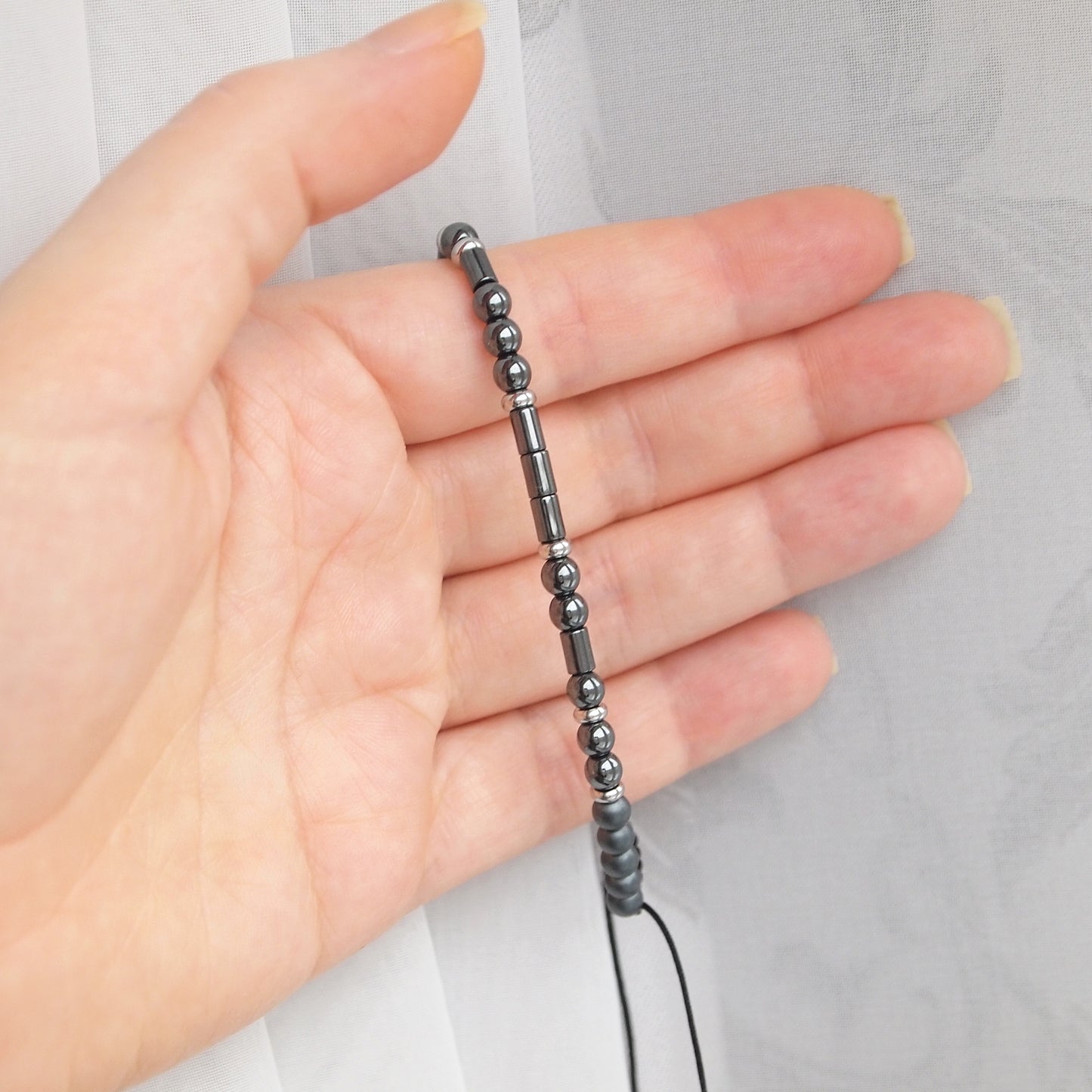 beaded mens bracelet with morse code message