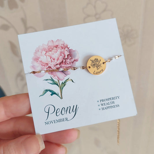 custom birth flower bracelet, personalized