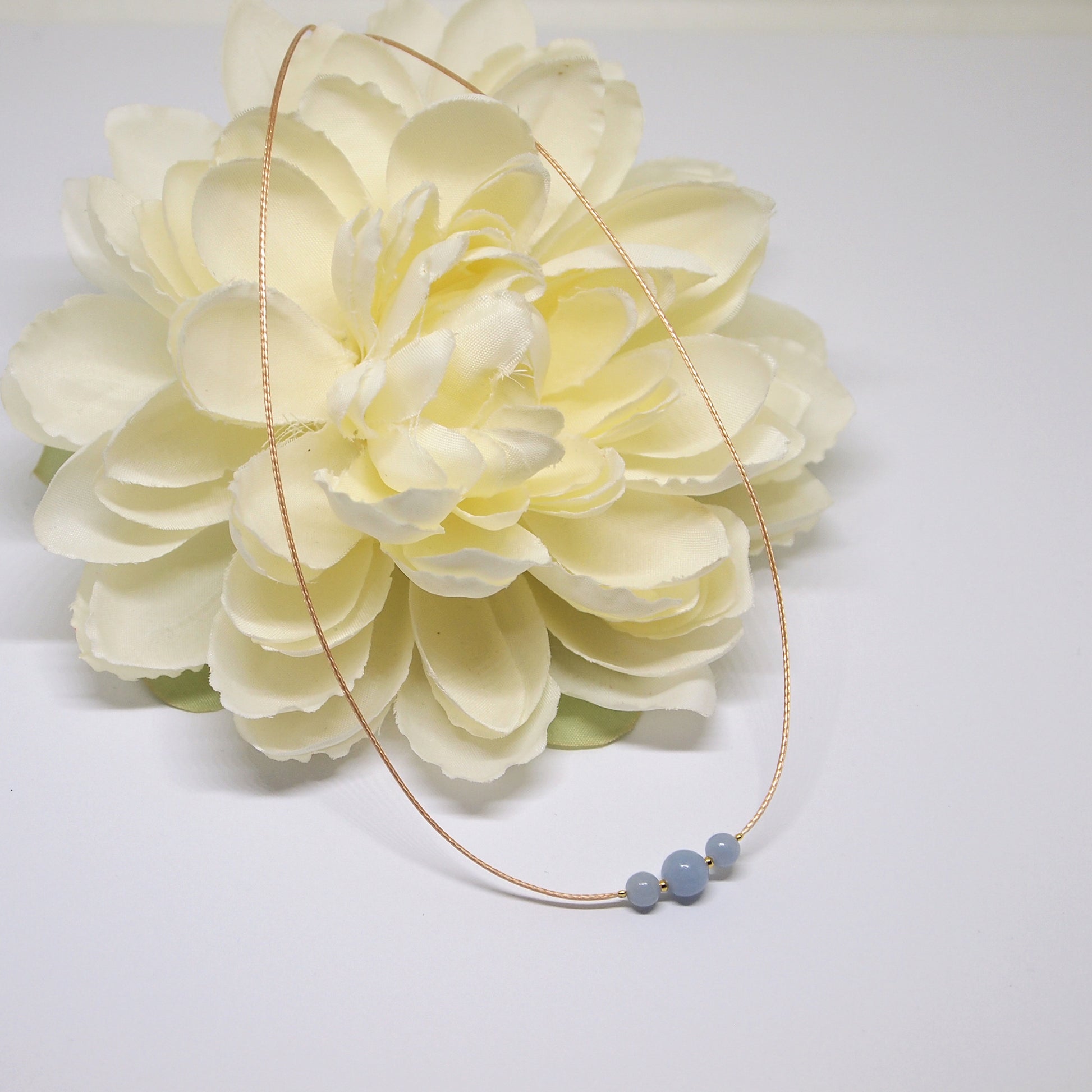 very subtle necklace with angelite, gemstone cord choker