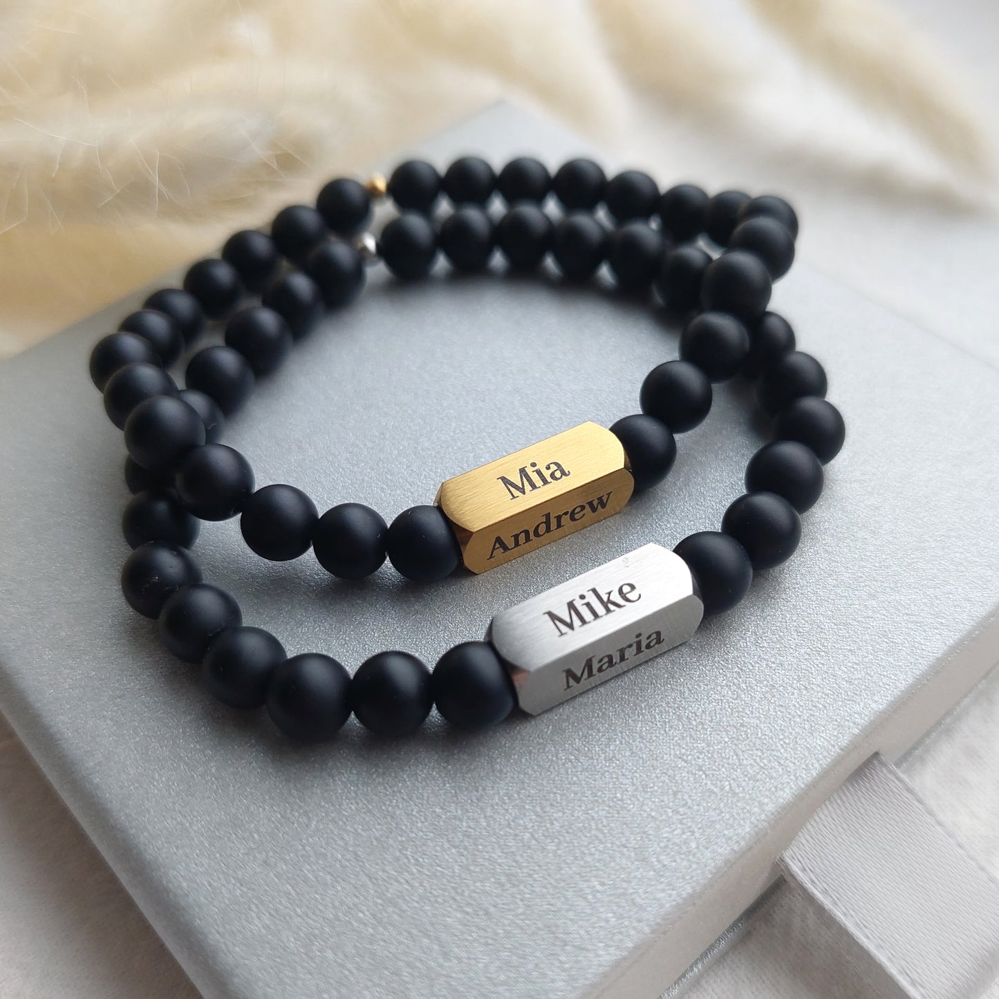 personalized mens bracelet, engravd with kids names