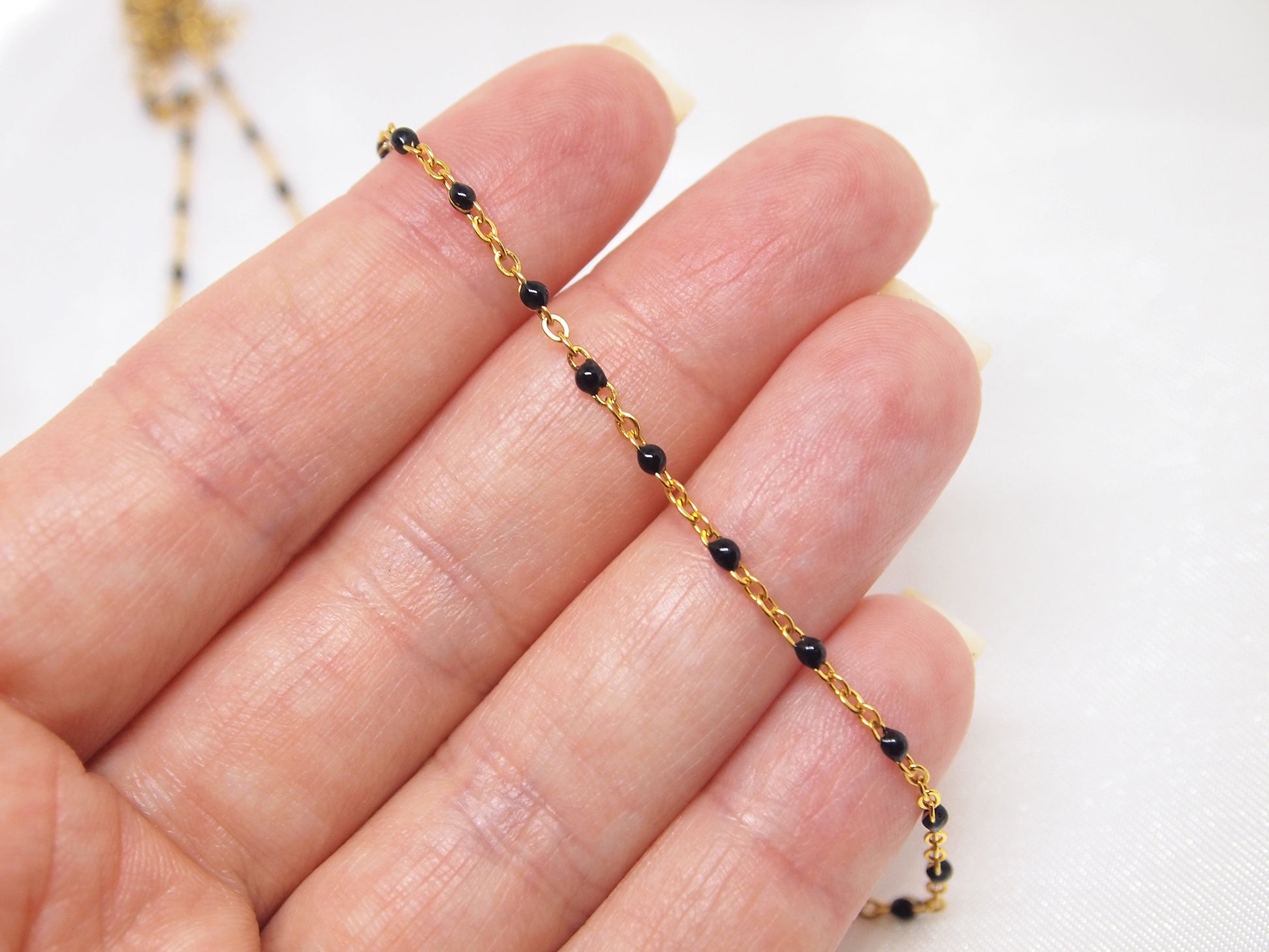 rosary chain necklace with enamel beads