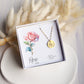 personalized gift for woman, name and flower engraved necklace