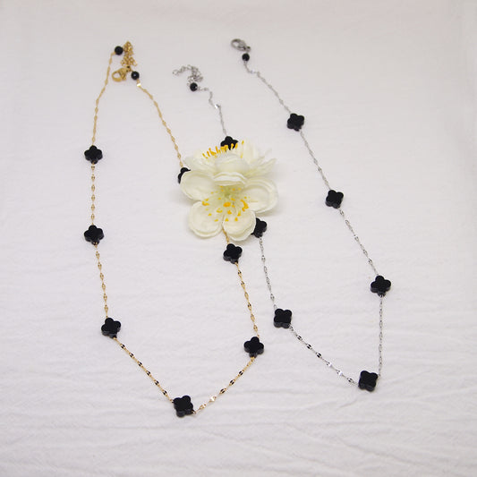 black four leaf clover choker necklace