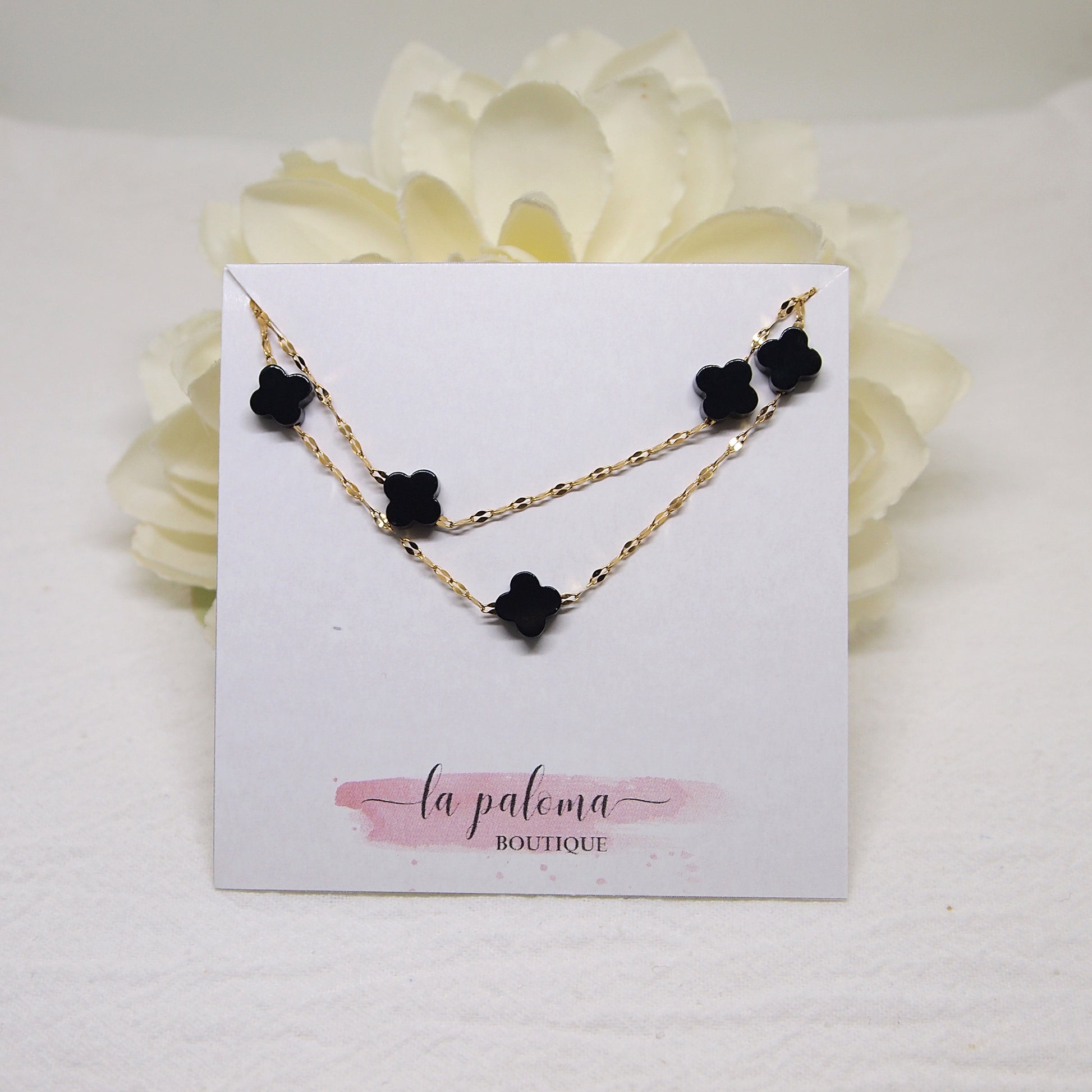 black clover choker, woman stainless steel jewelry