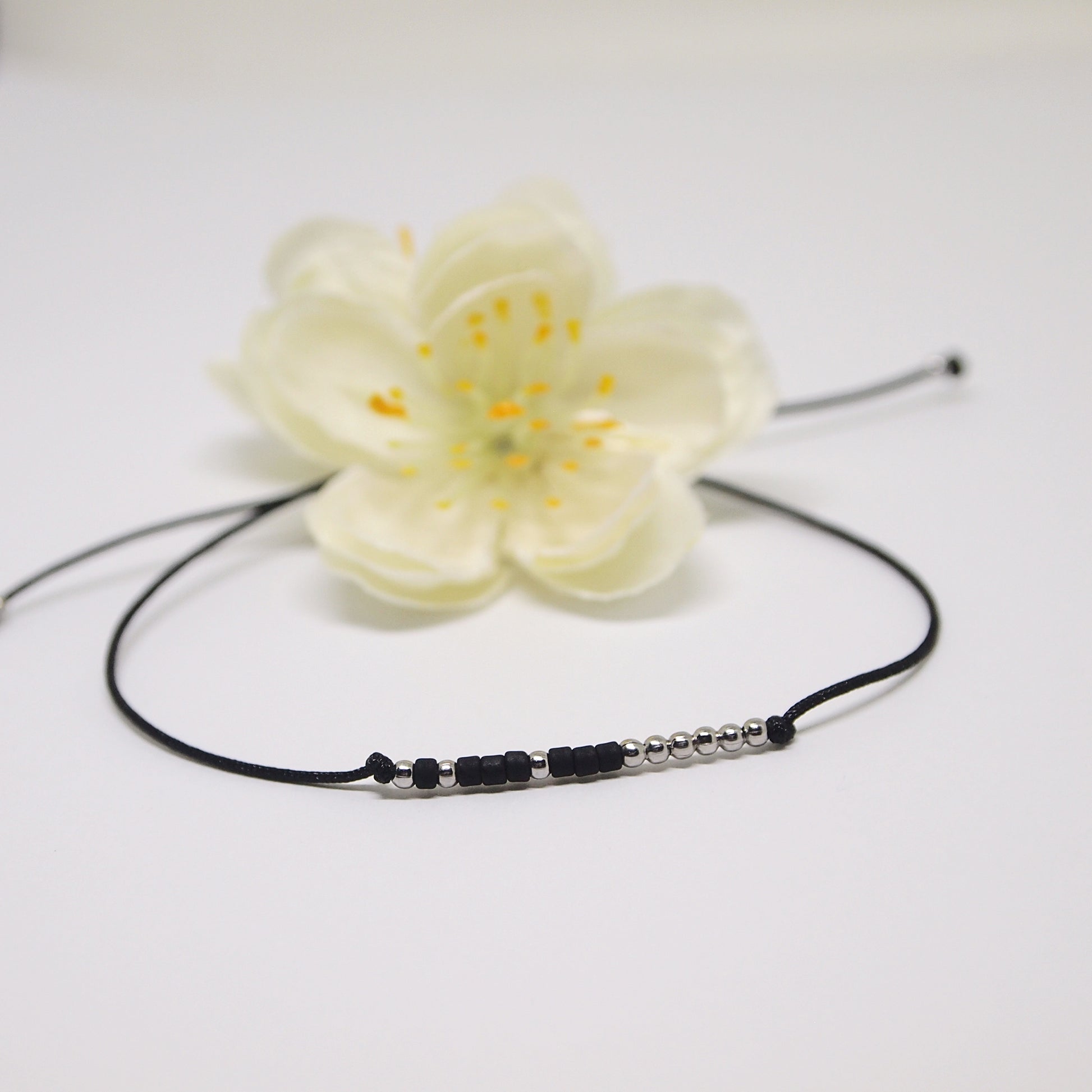 personalized morse code bracelet with seed beads, meaningful gift for her