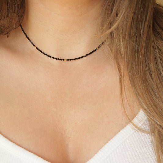 black tourmaline choker, gemstone necklace