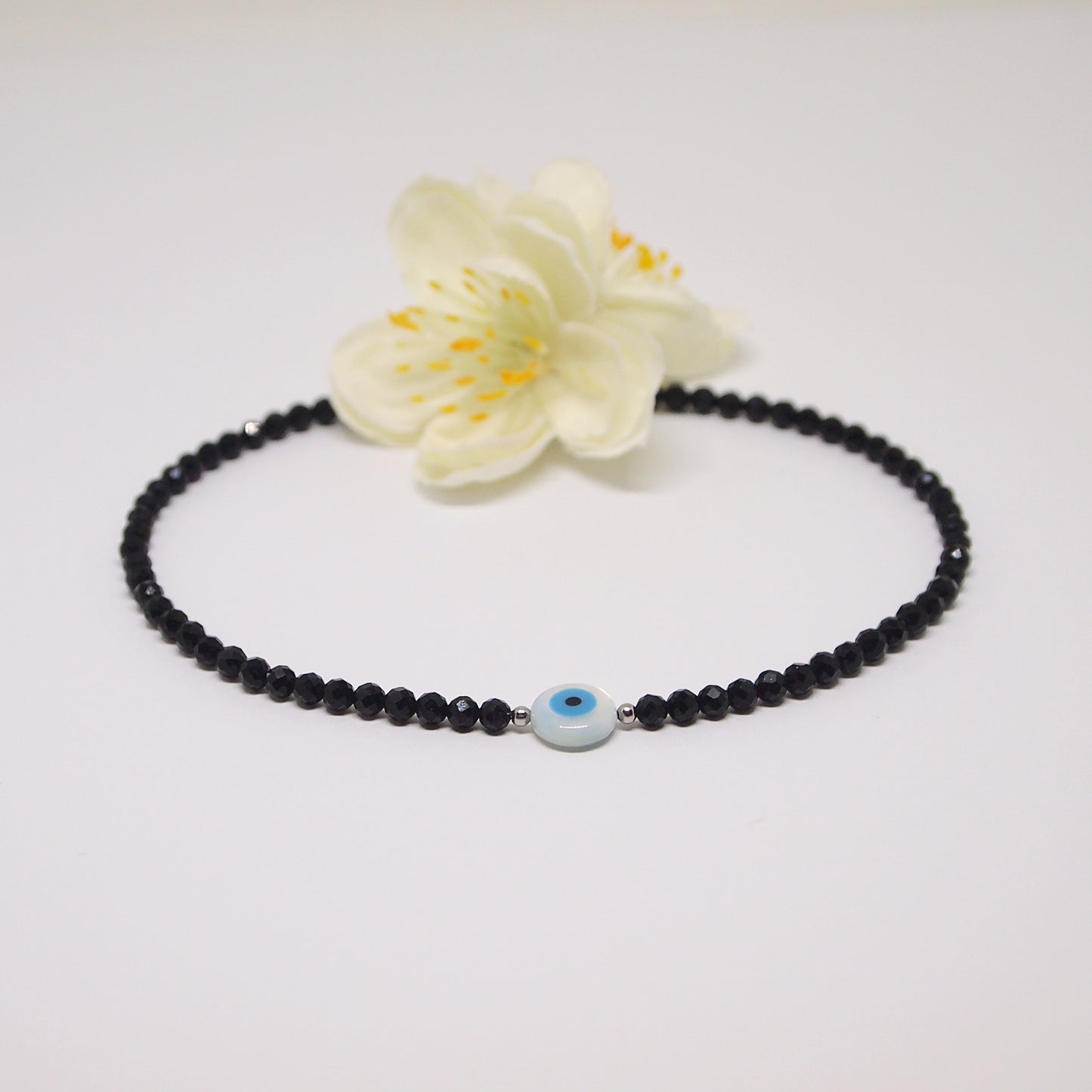 black tourmaline no clasp anklet, protection ankle bracelet