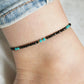 black tourmaline and turquoise ankle bracelet, wonam gemstone jewelry