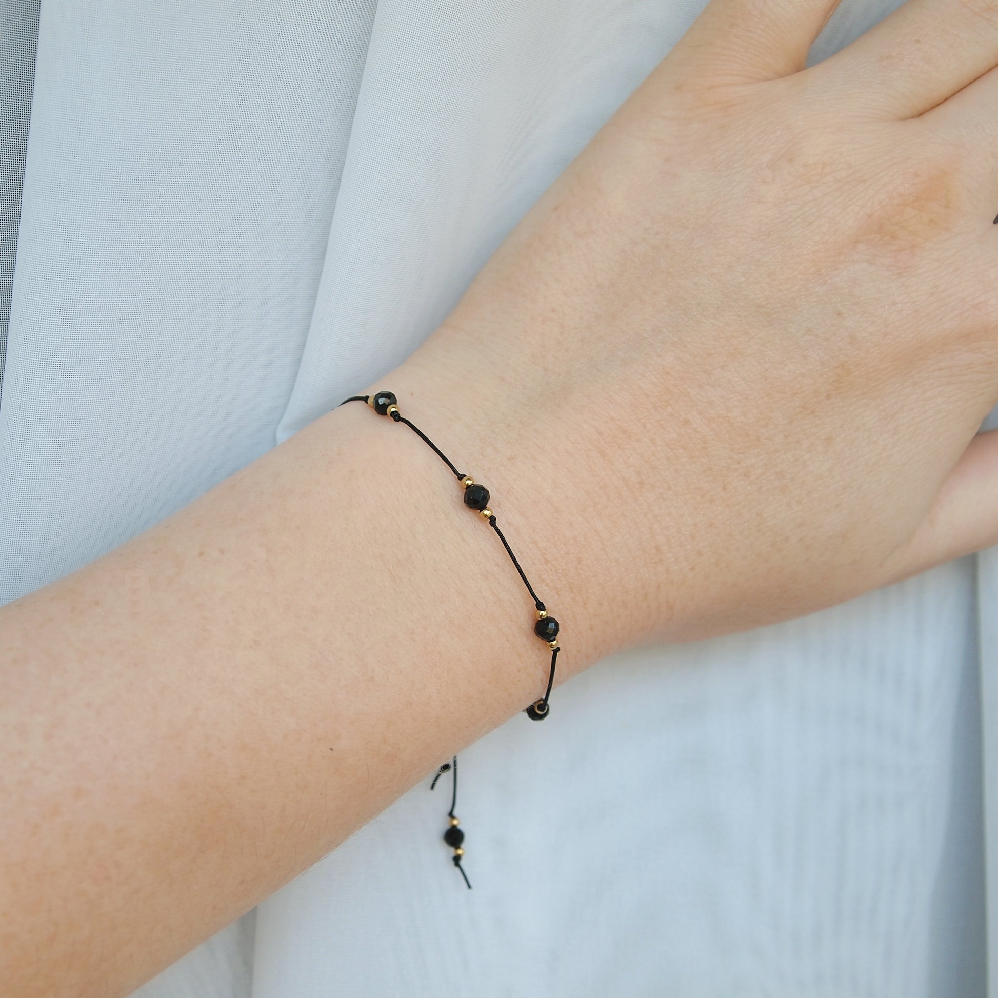 delicate black tourmaline protection bracelet