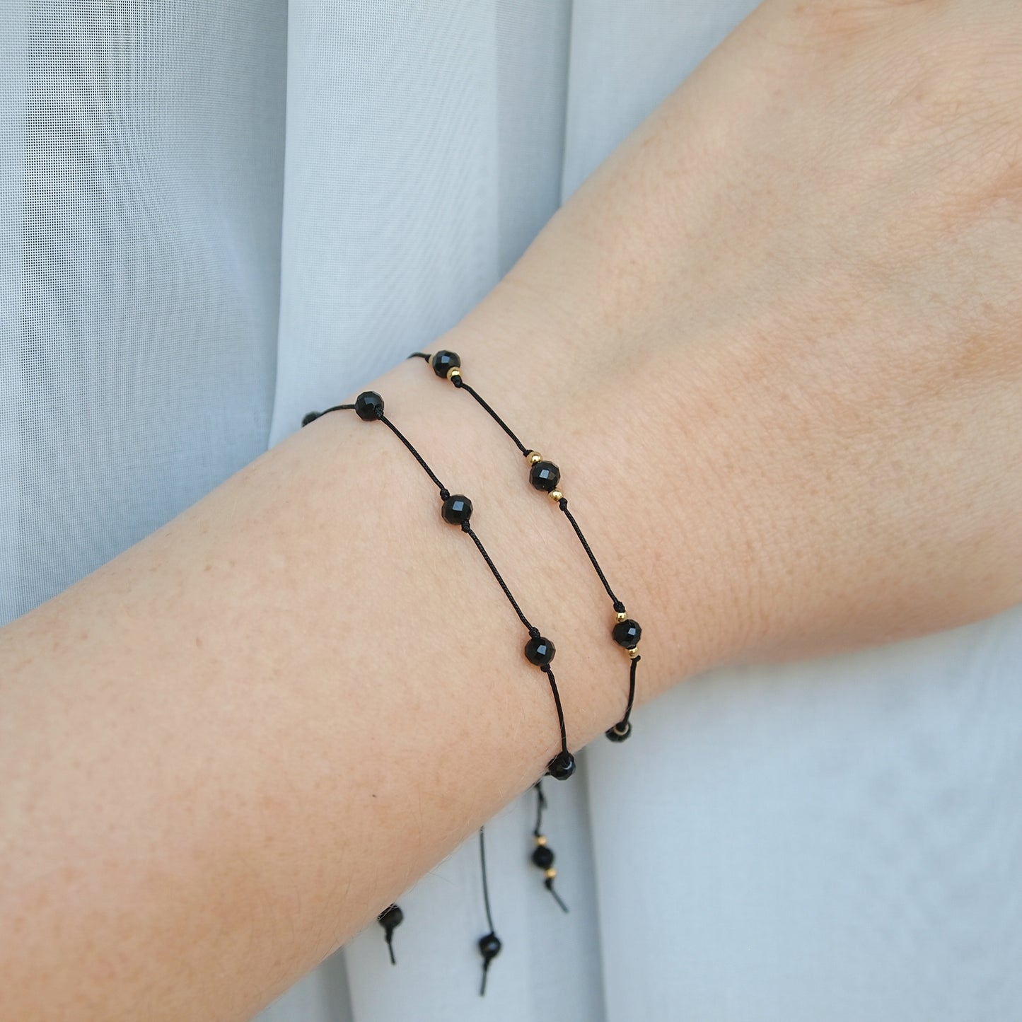 customizable black tourmaline bracelet on cord