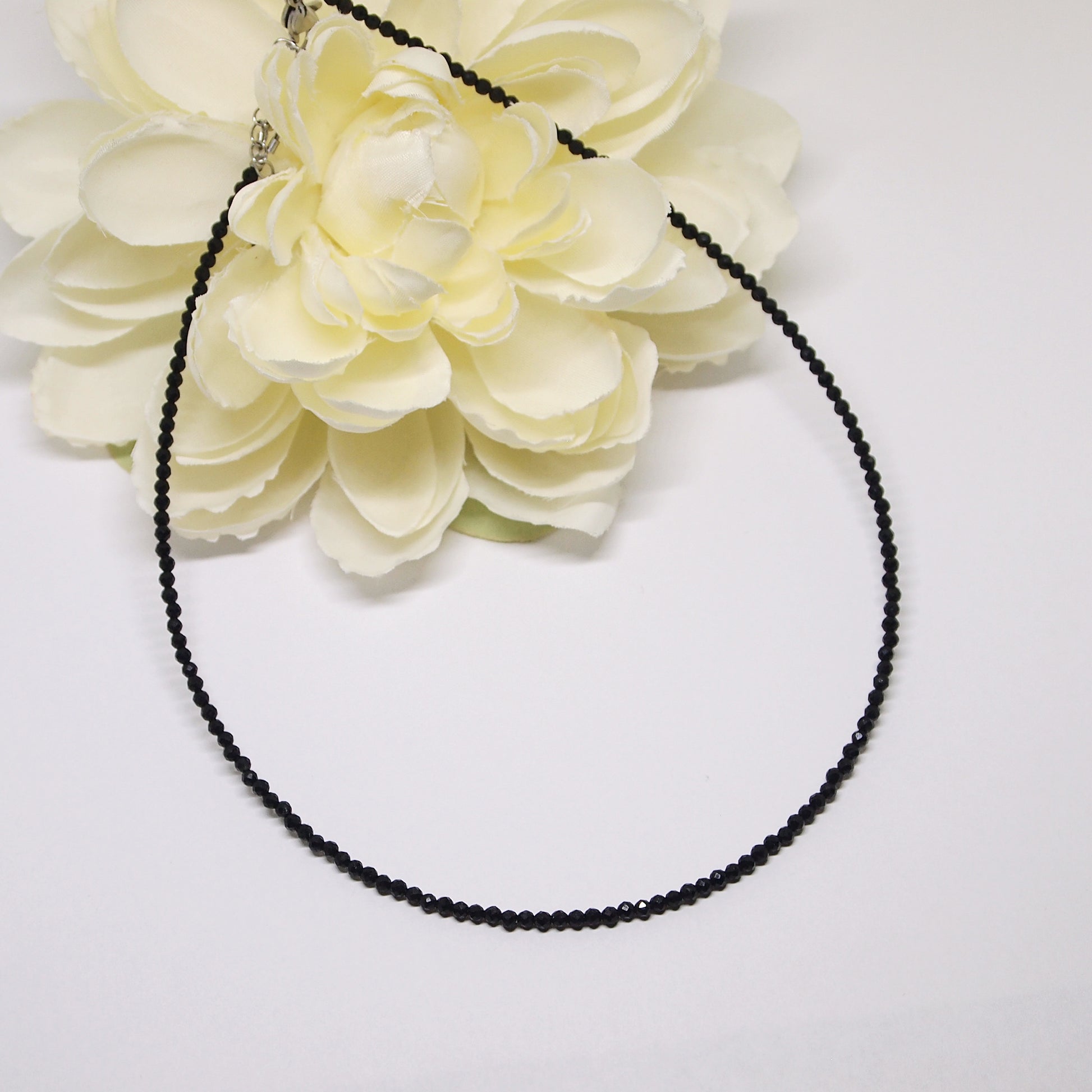 natural black tourmaline necklace, simple gemstone jewelry