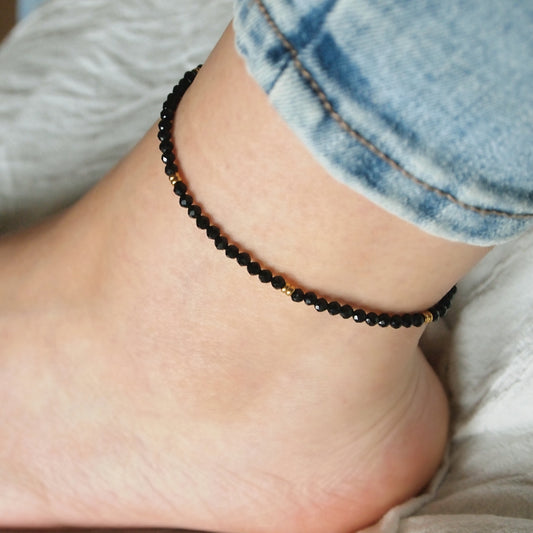 black tourmaline anklet, woman ankle bracelet