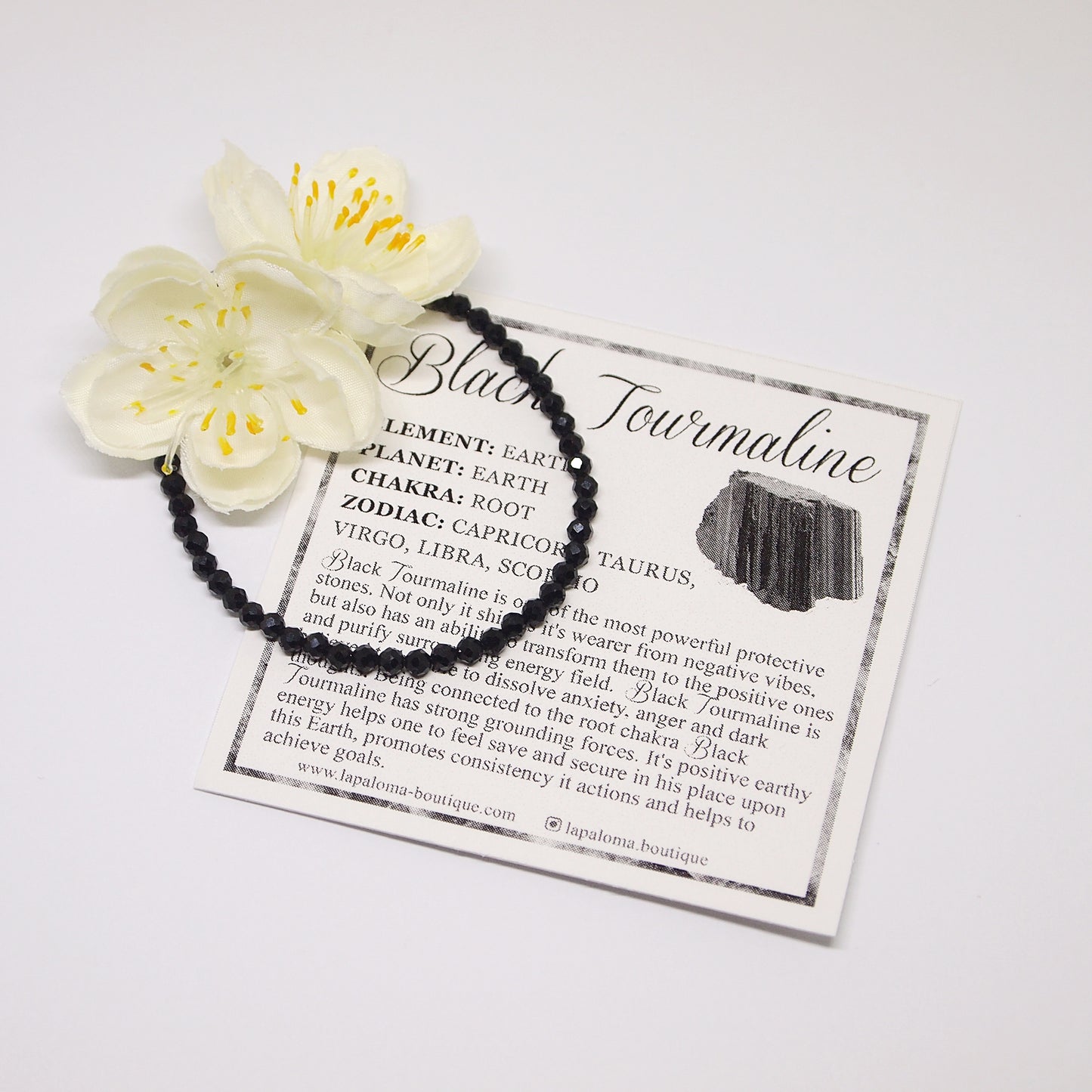 simple beaded black tourmaline bracelet, gemstone jewelry for woman
