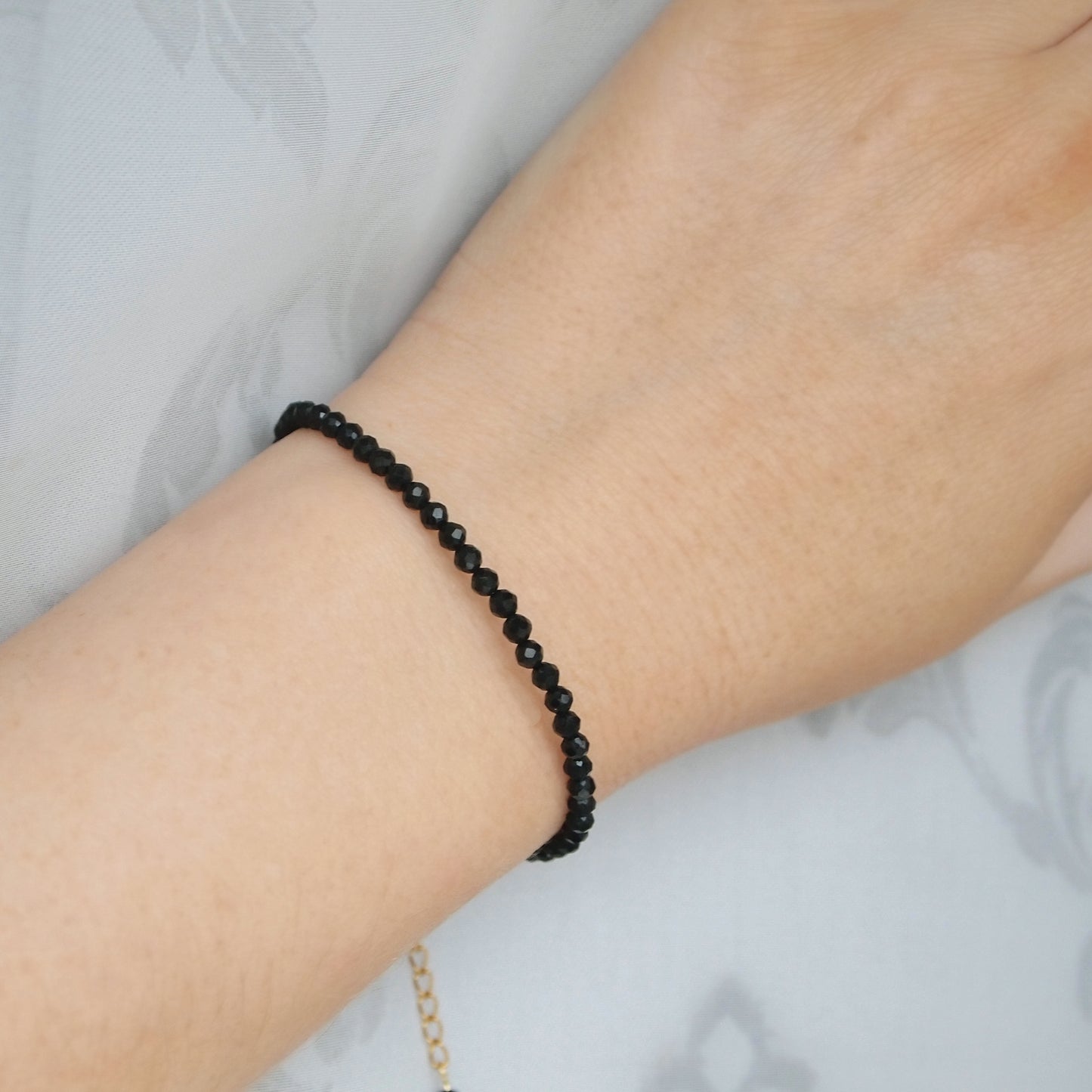 dainty black tourmaline bracelet, protection gemstones