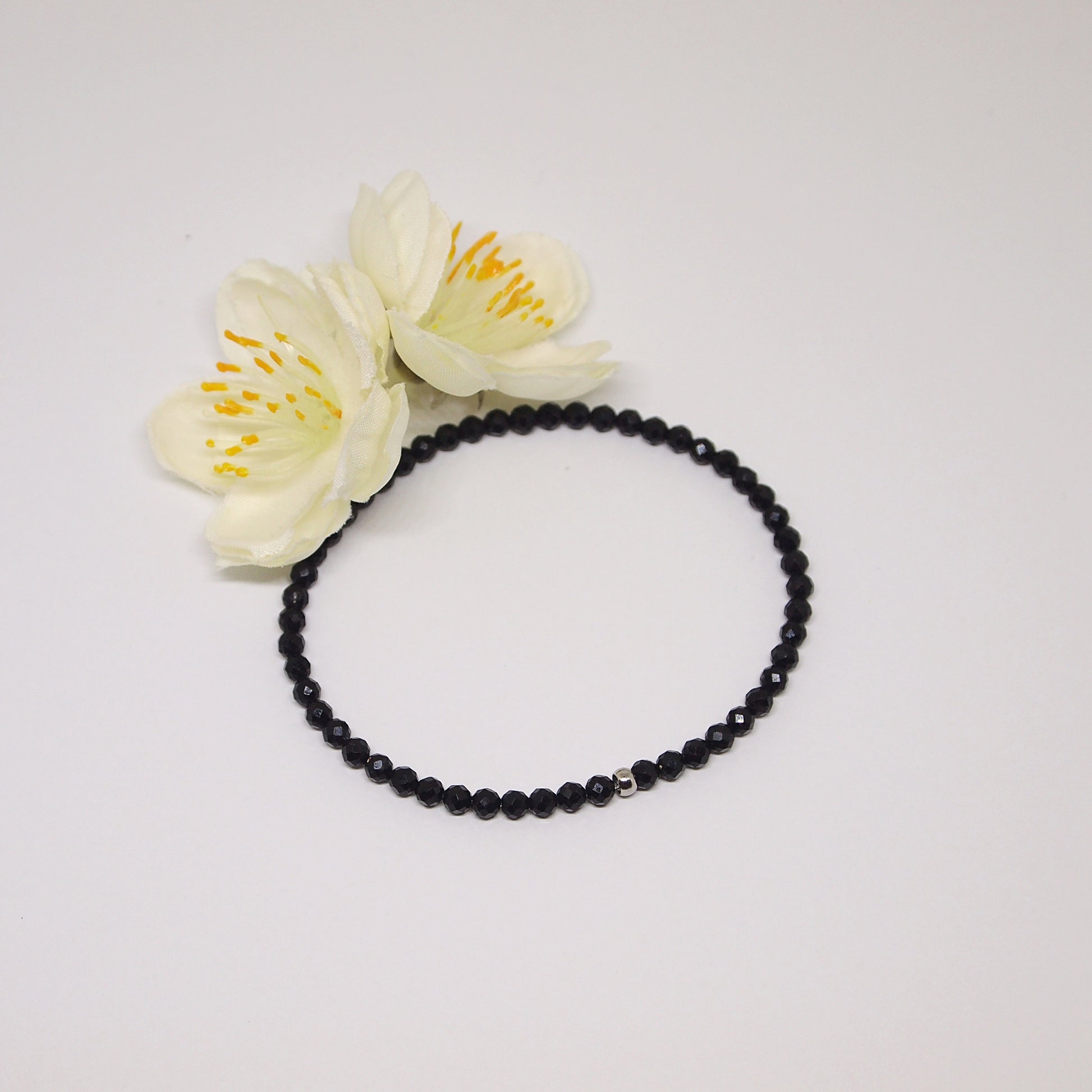 no clasp, easy to put on bracelet, natural black tourmaline jewelry