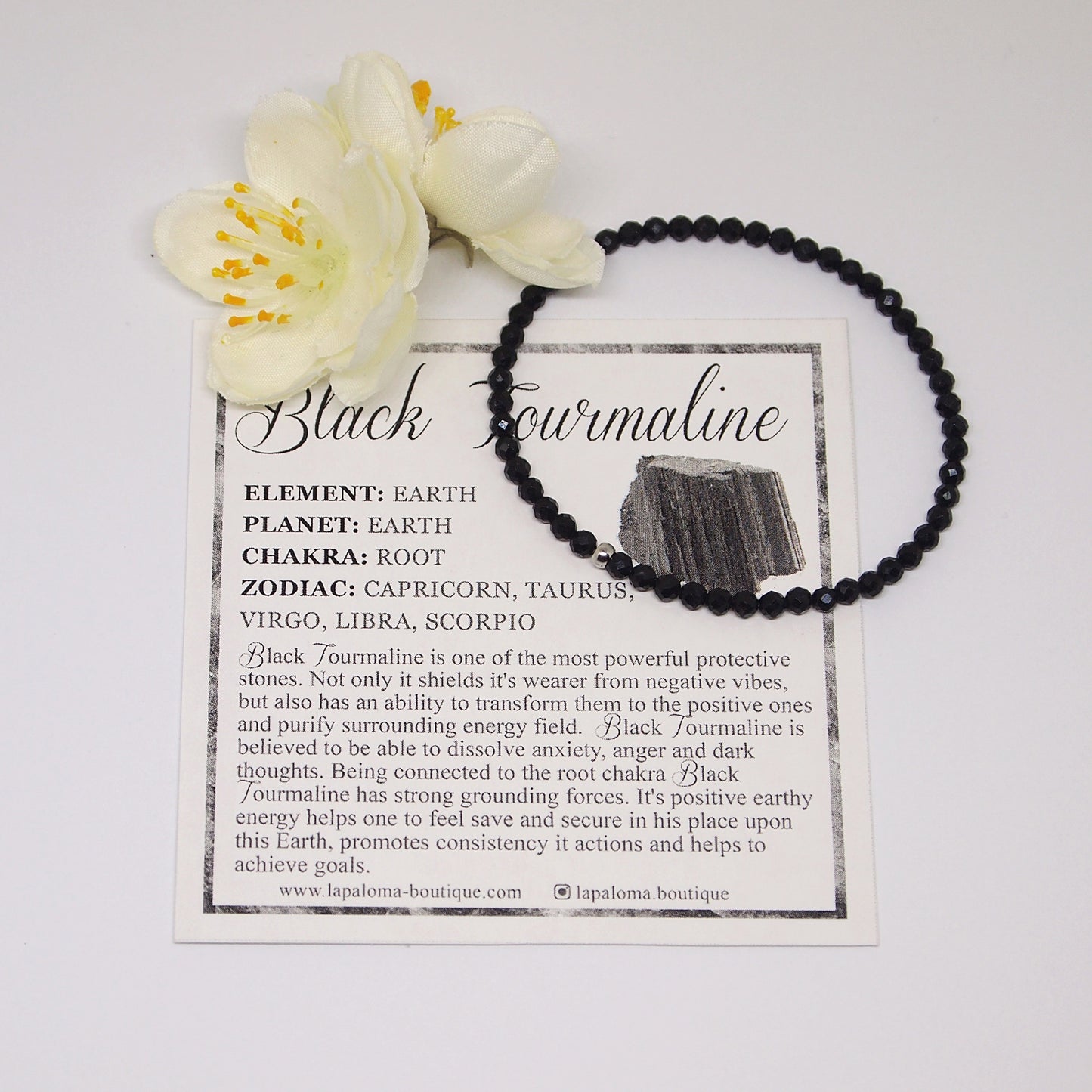no clasp stackable bracelet, black tourmaline stretch bracelet