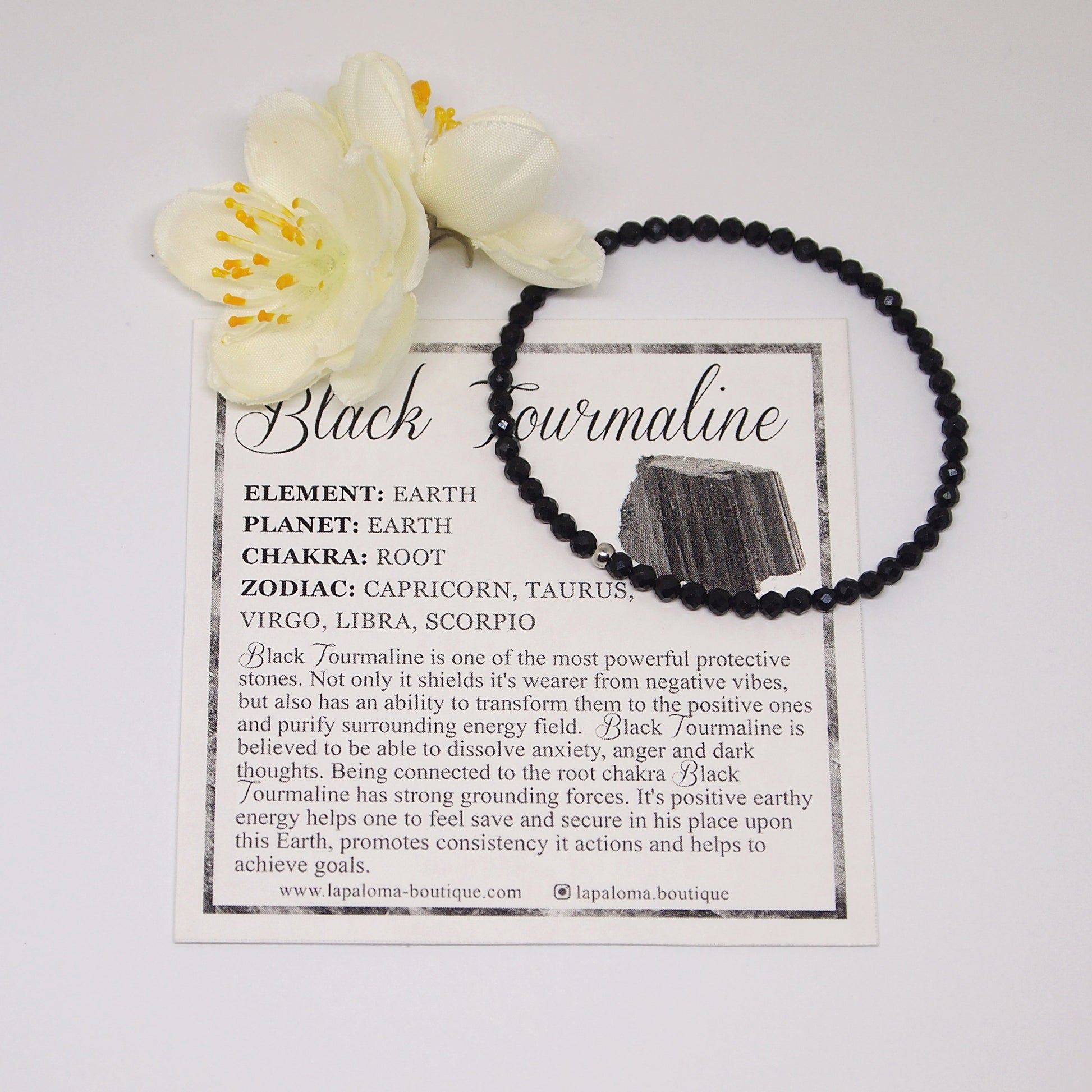 no clasp stackable bracelet, black tourmaline stretch bracelet