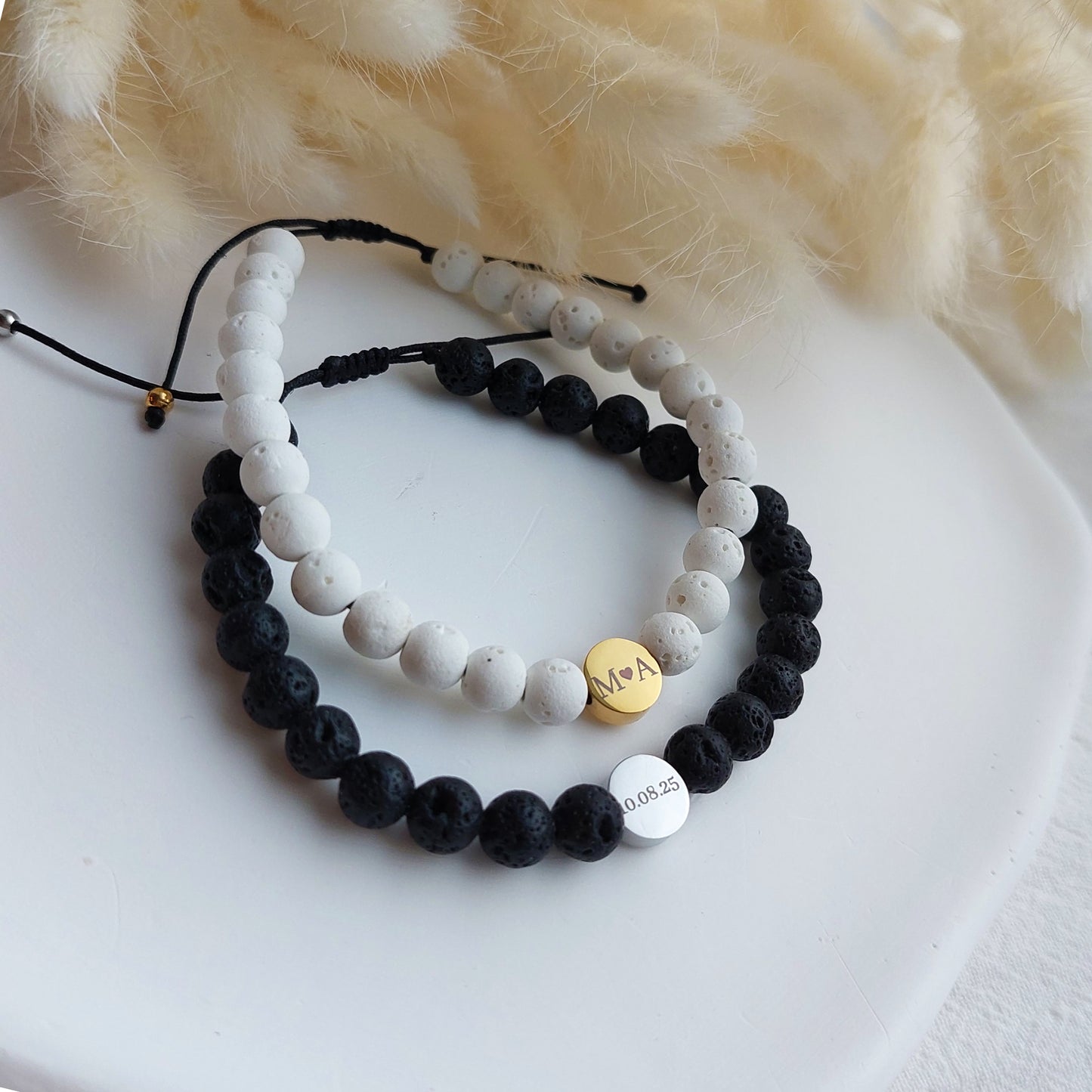 custon engraved lava bracelets, personalized jewelry