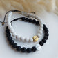 custon engraved black and white lava bracelet