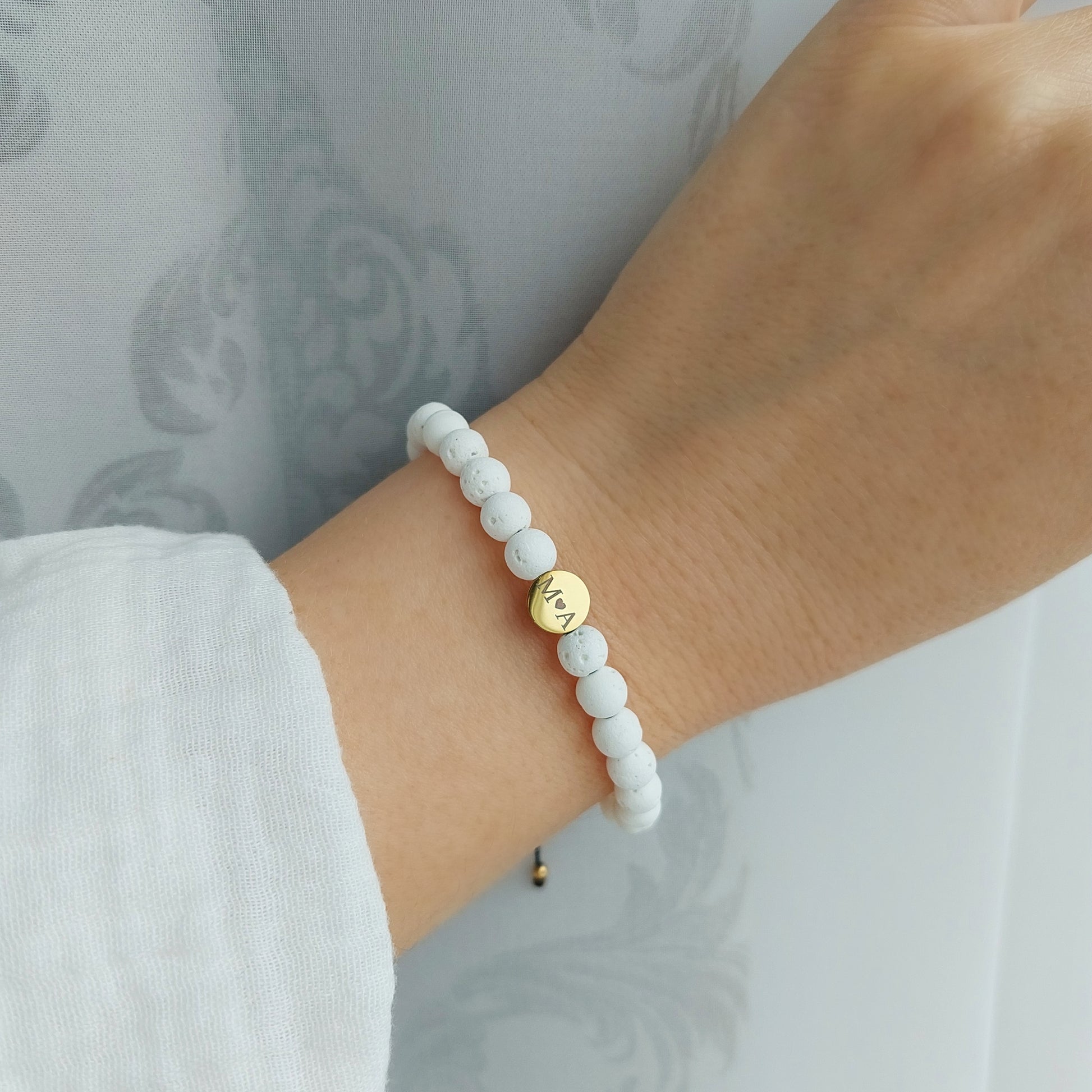 custom engraved lava bracelets for couples, Valentines day gift