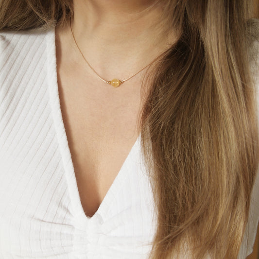 citrine necklace on cord, gemstone jewelry