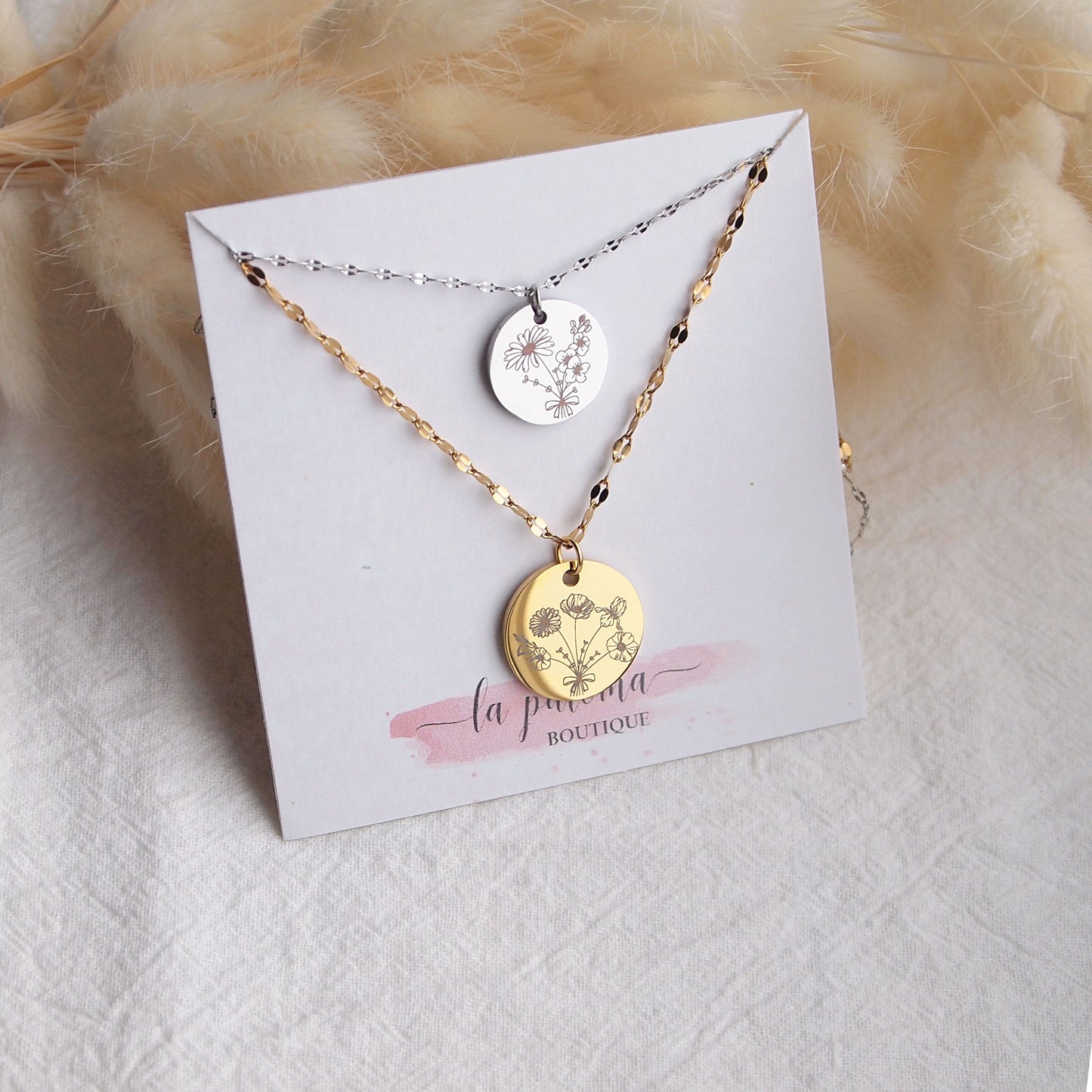 custom family birth flowers necklace