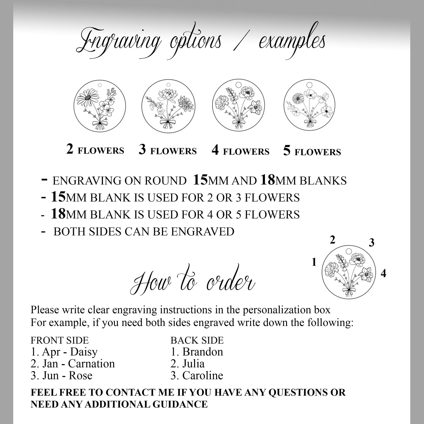 Custom family birth flowers necklace