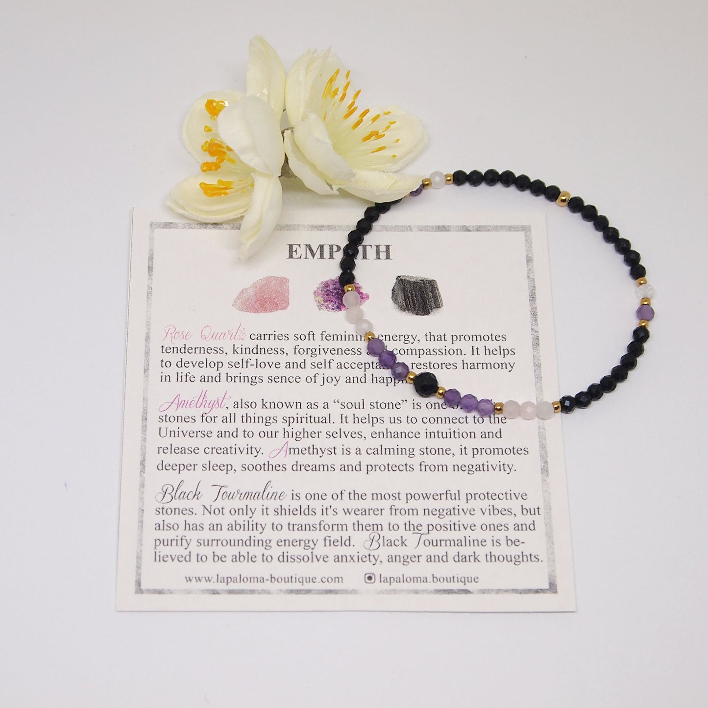 gemstone bracelet for empaths, dainty protection bracelet, adjustale