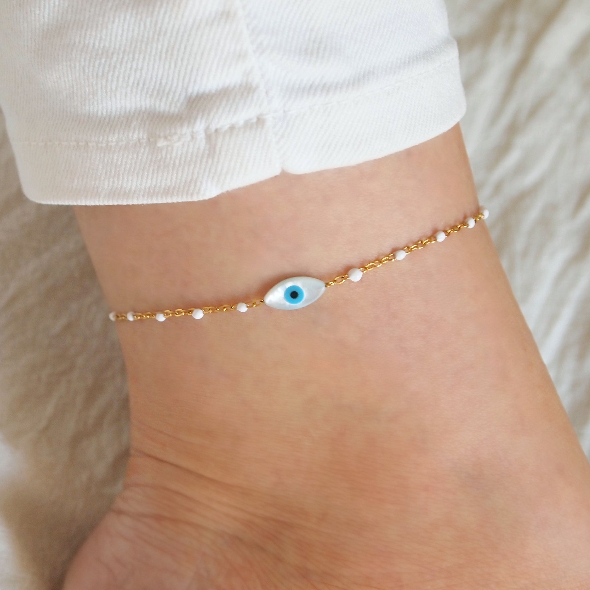 evil eye chain anklet, dainty ankle bracelet