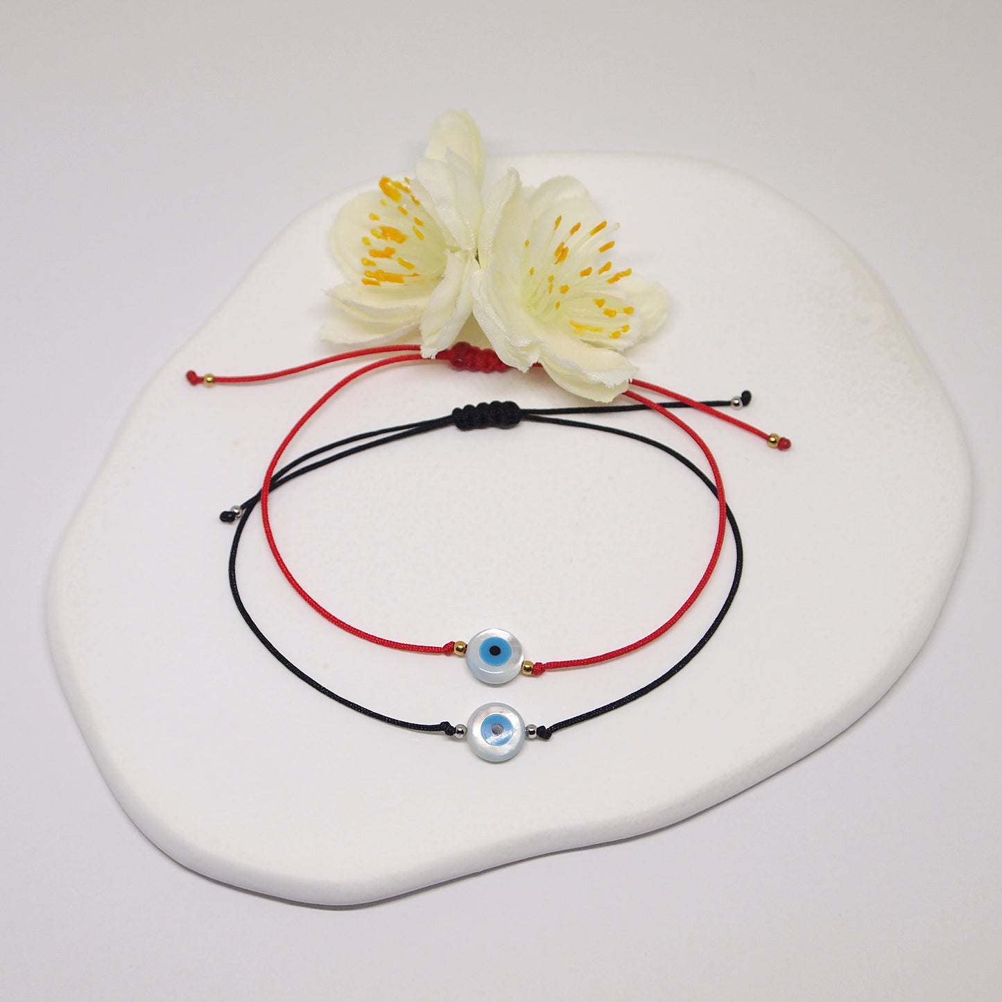 red thread evil eye bracelet, dainty cord bracelet