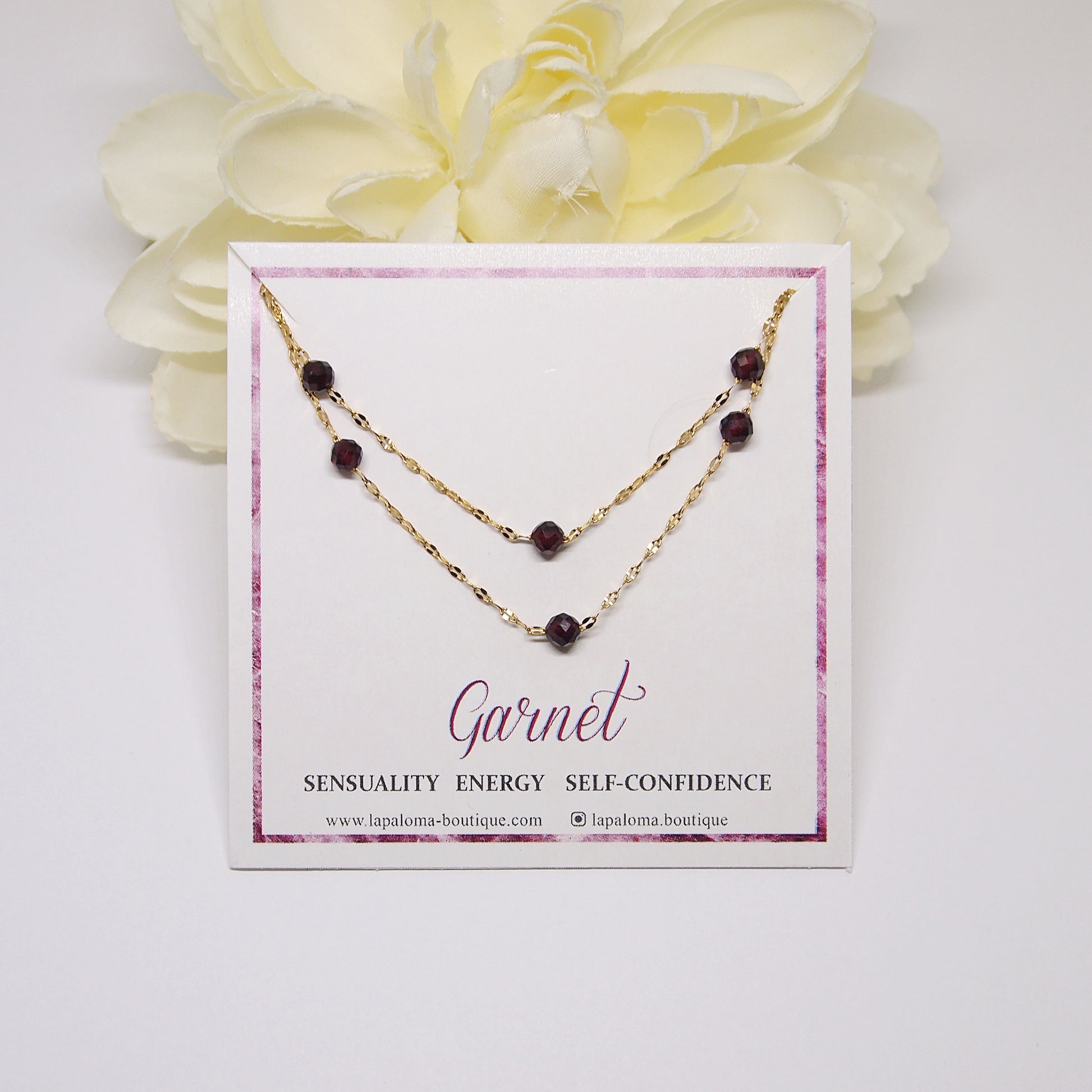 delicate garnet chain neckalce, natural garnet jewelry
