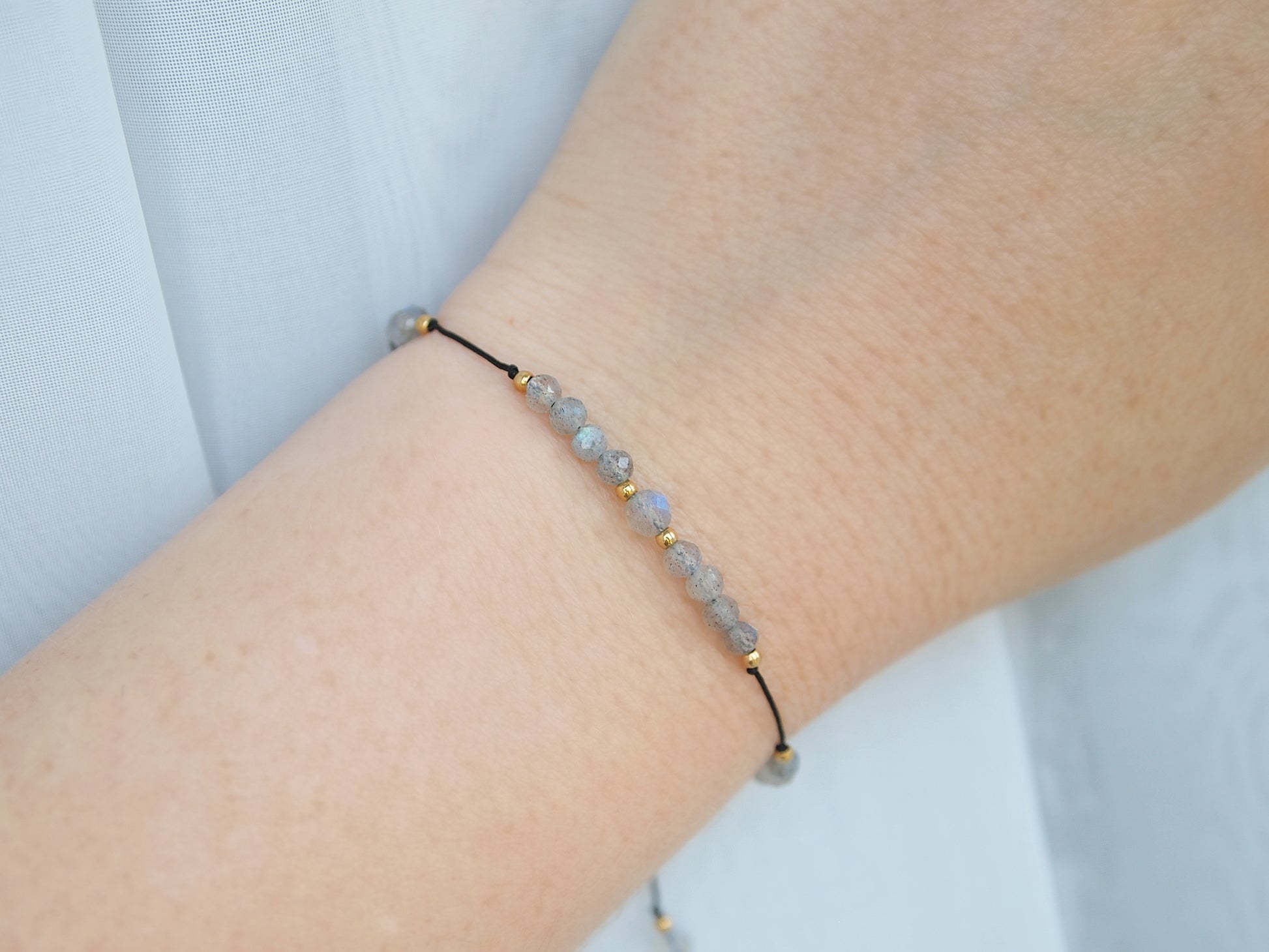 dainty gemstone bracelet labradorite