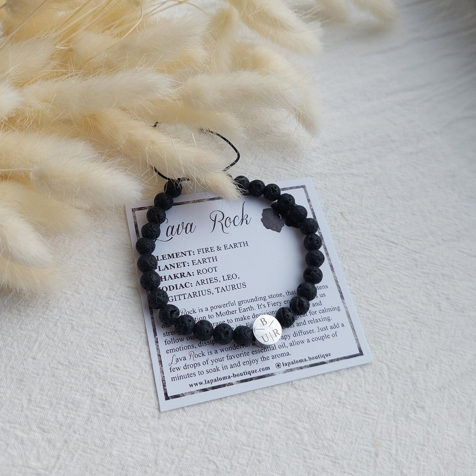 adjustable lava stoe mens bracelet, custom personalized with kids initials