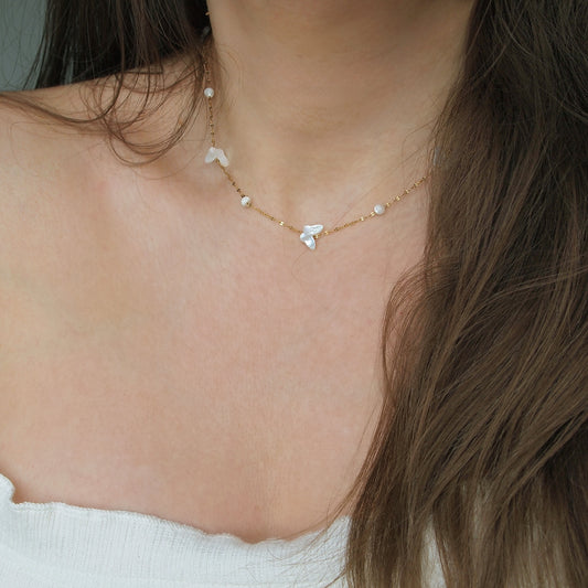 mother of pearl butterfly necklace
