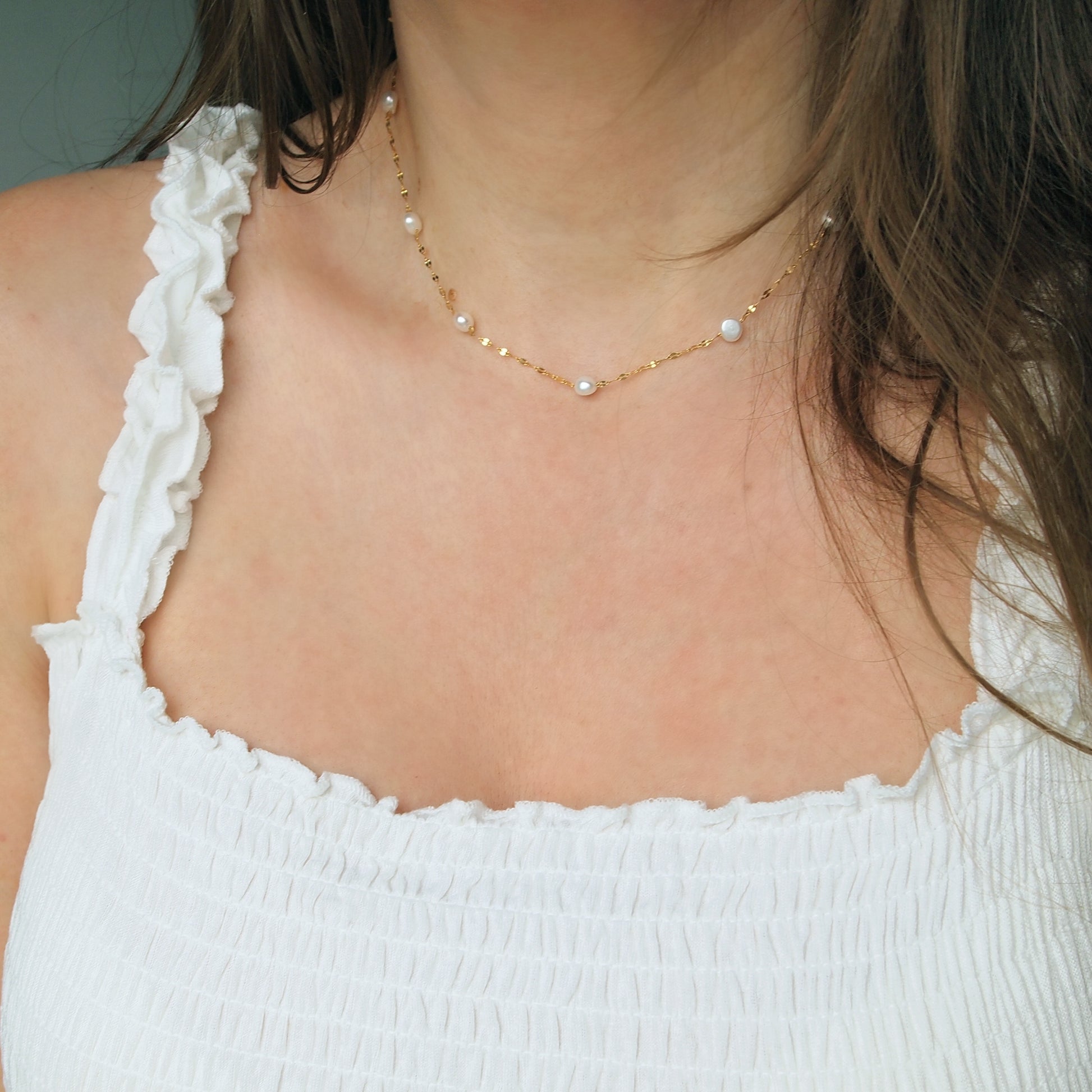dainty woman pearl choker, gift for her