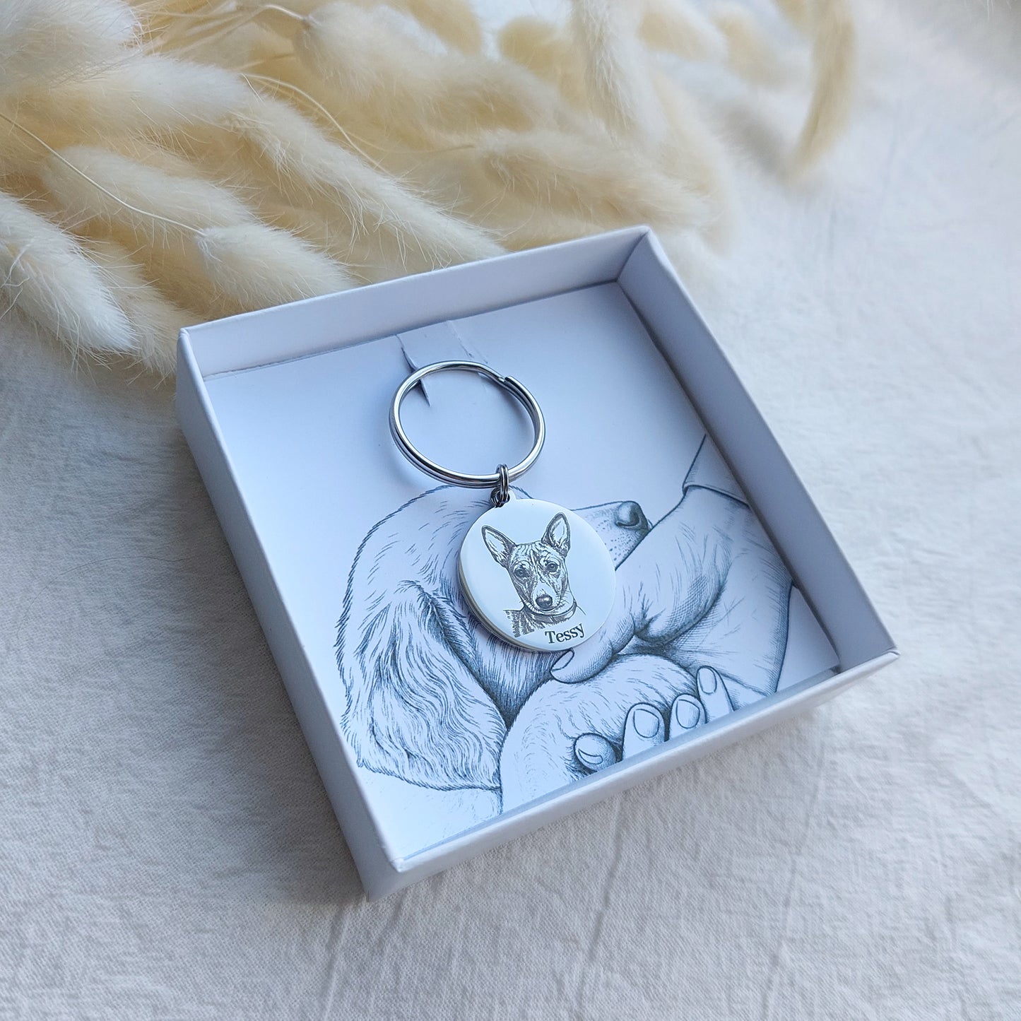 custom engraved dog picture keychain, memorial gift for pet owner