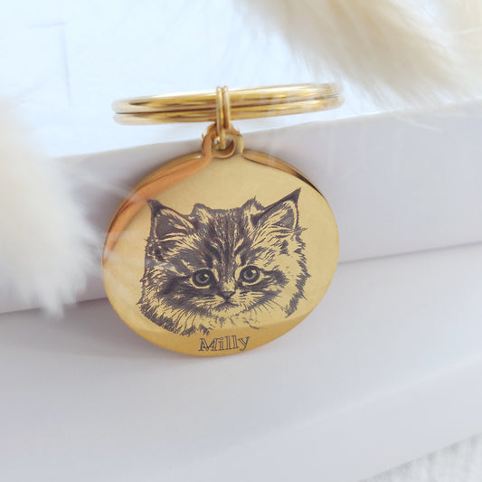 custom engraved pet photo keychain, pet memorial gift