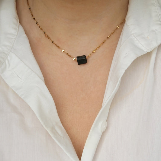 raw black tourmaline choker necklace, gemstone woman jewelry