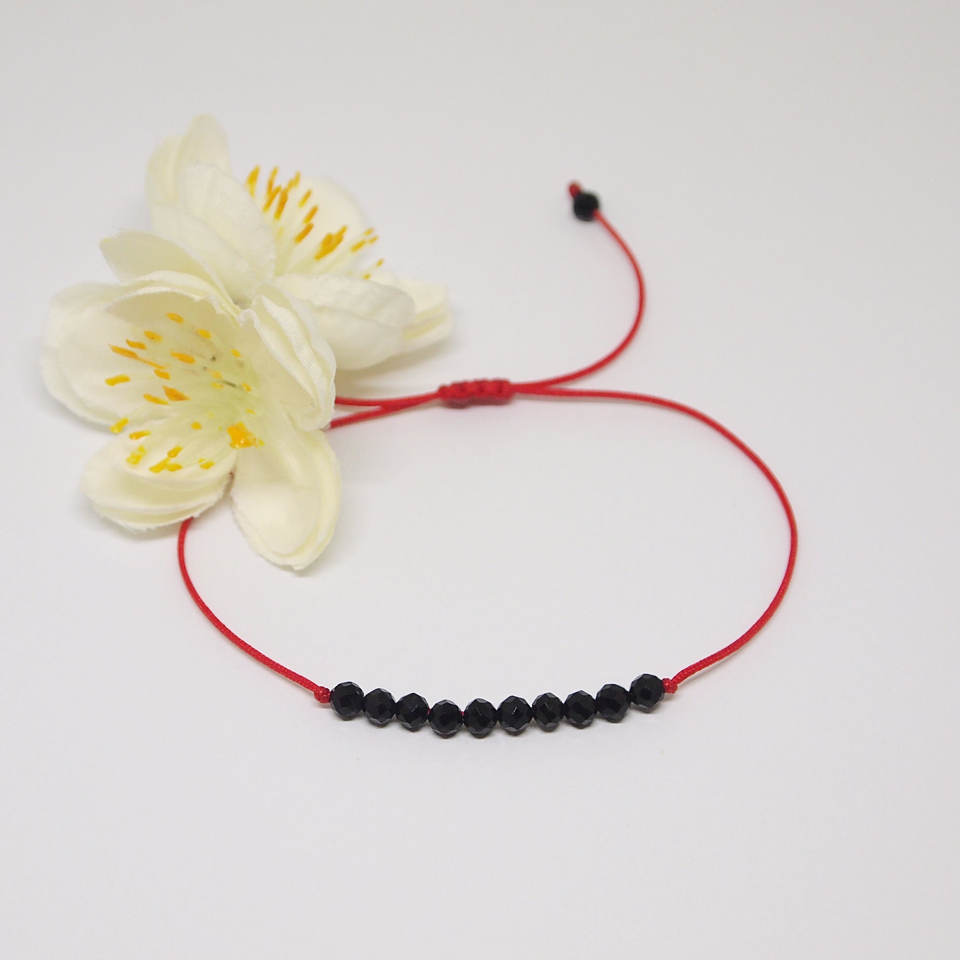 Black tourmaline protection bracelet on red string